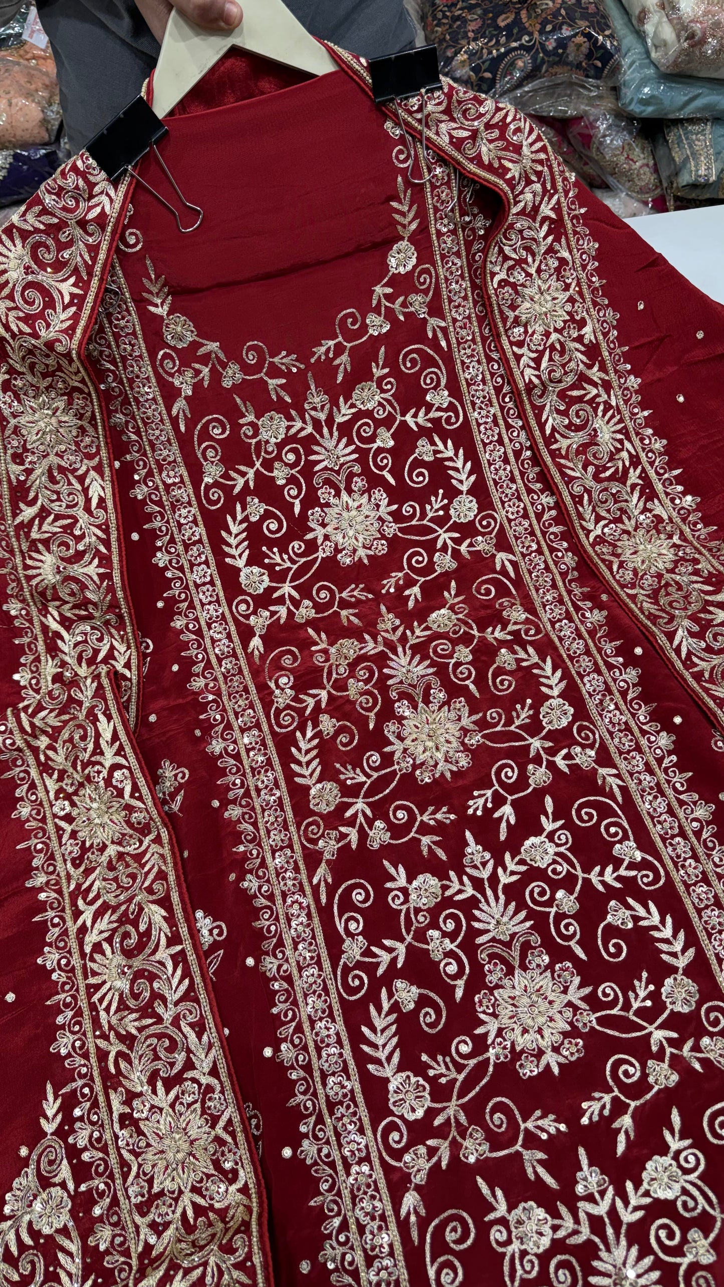Royal Maroon Zardozi Handworked Unstitched Suit Set