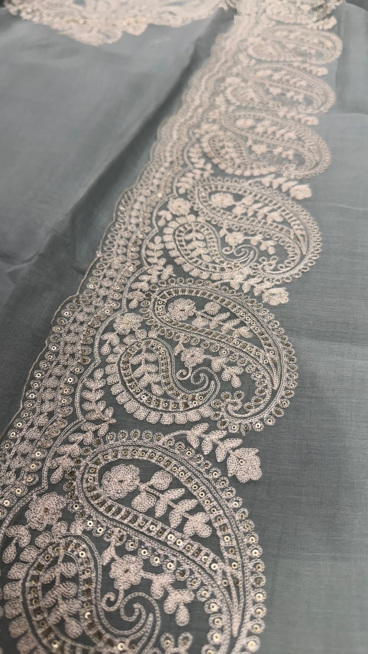 Luxury Unstitched Pakistani Aari Hand Embroidered Mulmul Cotton Suit | Pure Mulmul Cotton Shirt & Dupatta with Manual Resham Aari Work | Premium Jam Cotton Bottom | Designer Summer Collection