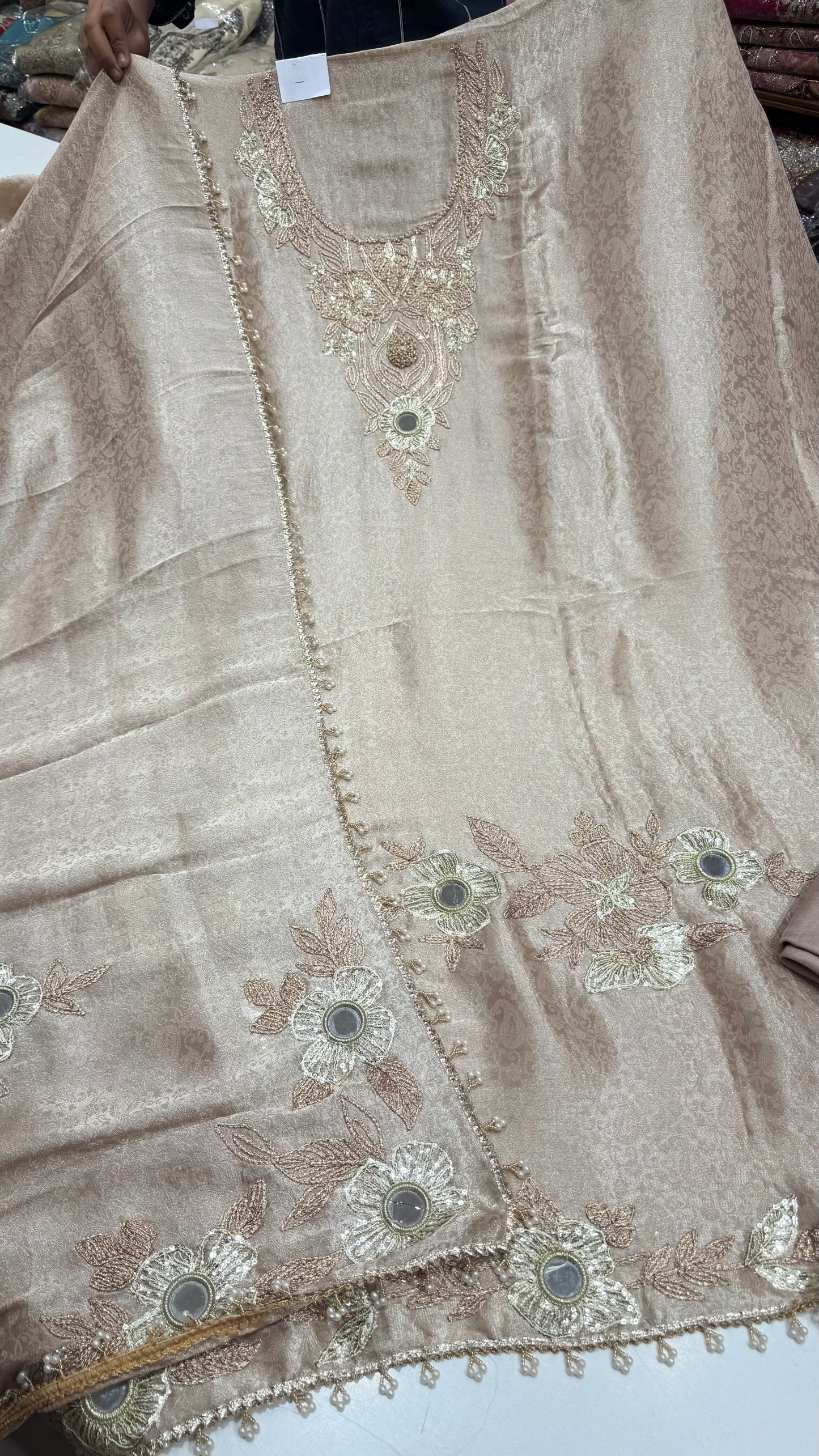 ✨ Meher Self Tissue Luxury Unstitched Suit Set