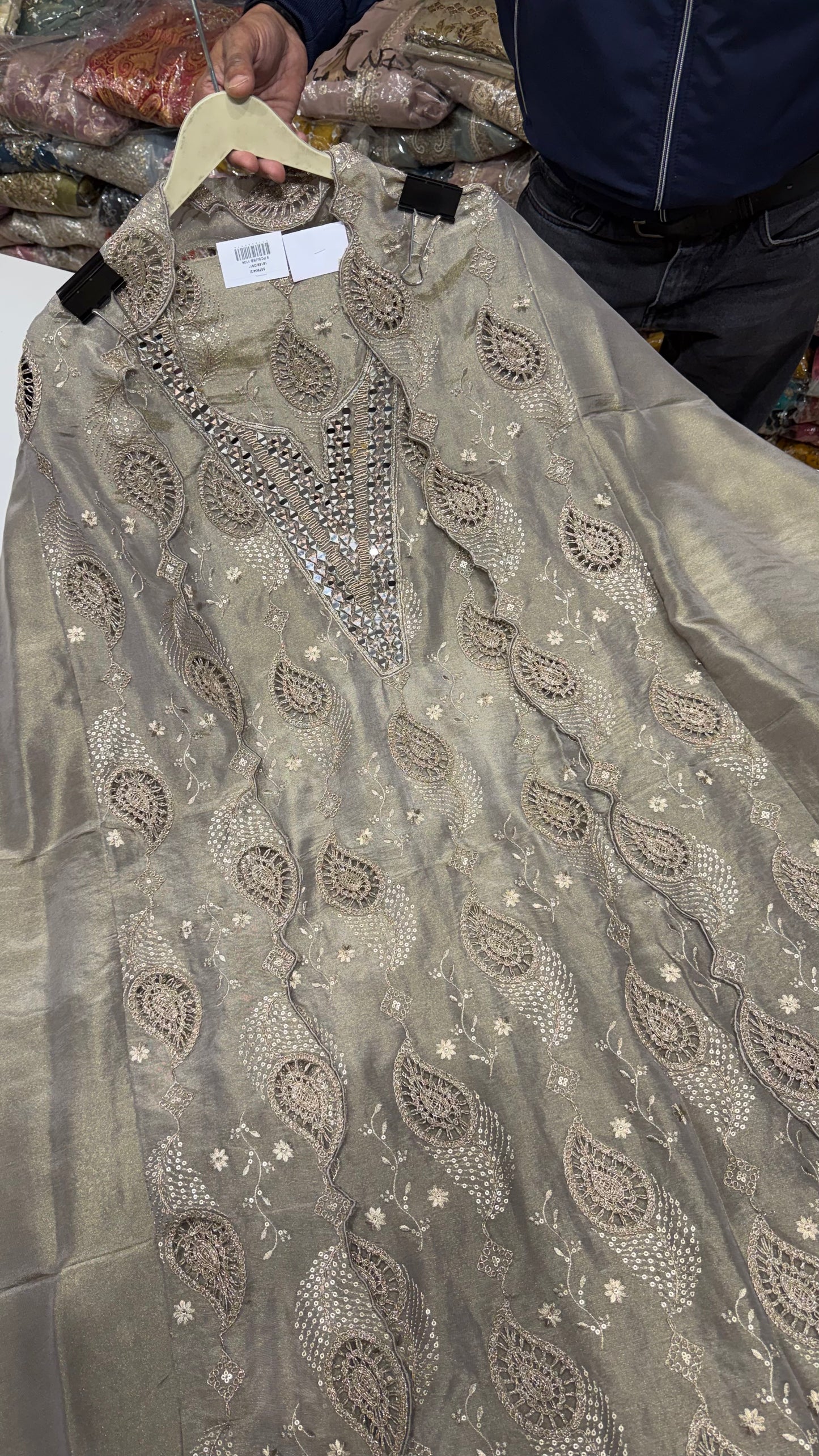 Shimmer Tissue Handwork Unstitched Suit Set