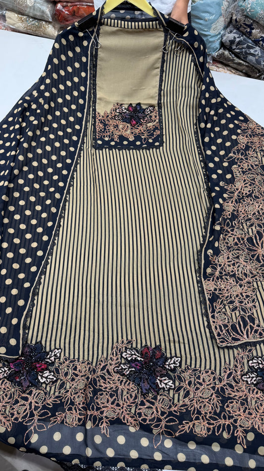 ✨ Boutique Style Printed Georgette Unstitched Suit Set