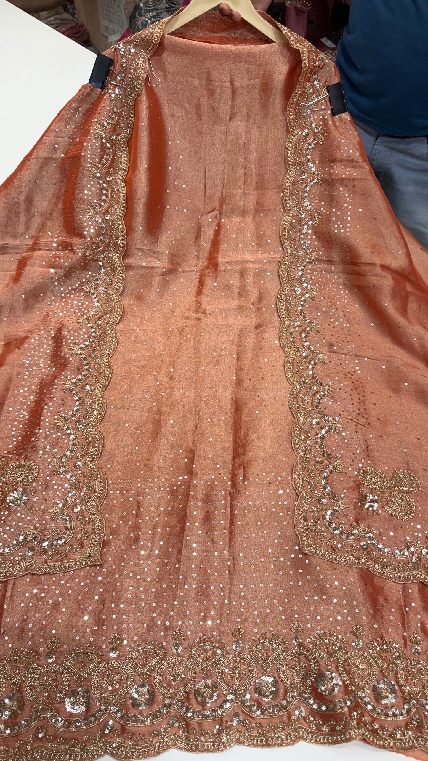 Luxury Unstitched Pure Tissue Hand Embroidered Suit with Heavy Dupatta | Premium Designer Wedding, Party & Festive Wear Dress Material