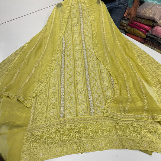 Lakhnavi georgett pearls work suit set