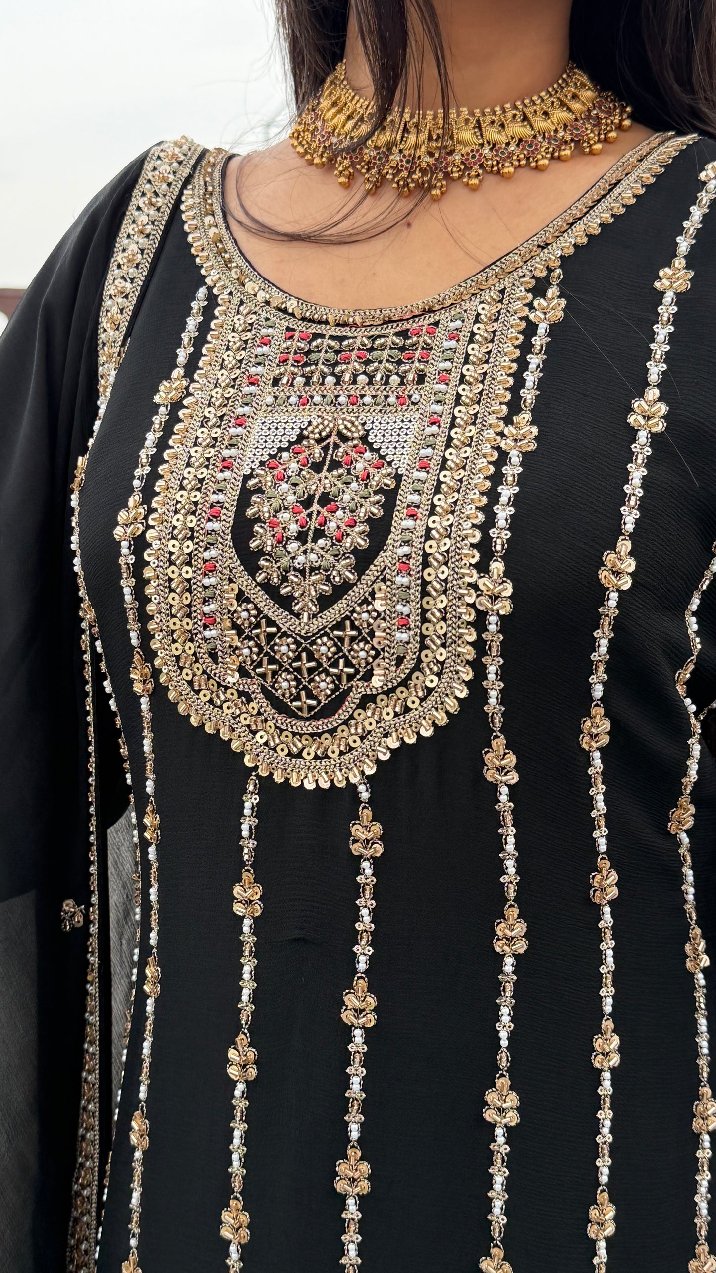 Noir Royale Handcrafted Zardozi Sharara Suit Set