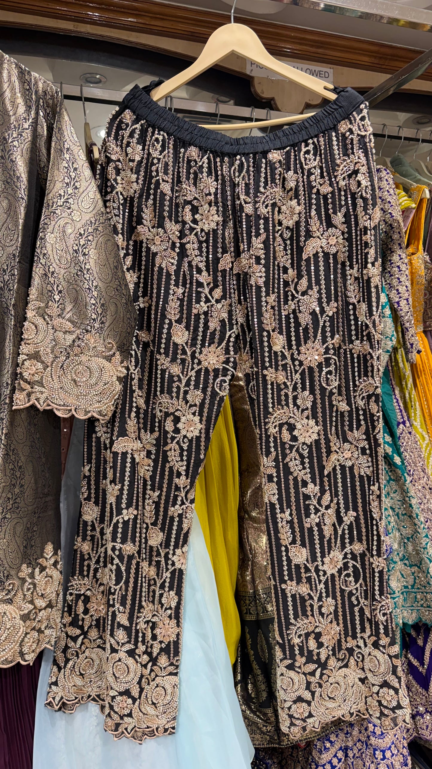 Pure Kheenkhaab Handwork pearls embroided pants suit