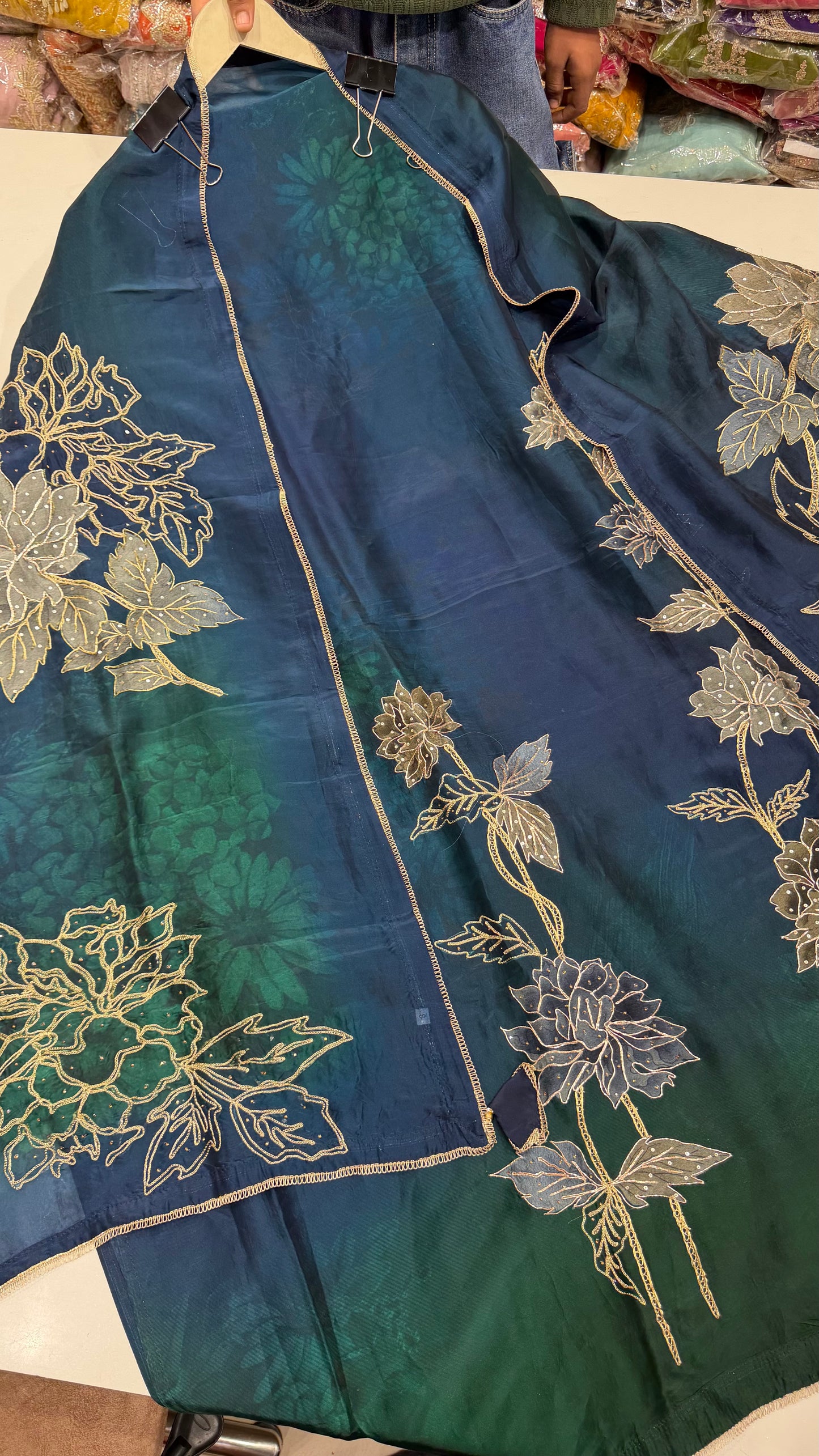 ✨ Sabyasachi Inspired Pure Organza Silk Ombre Designer Unstitched Suit Set