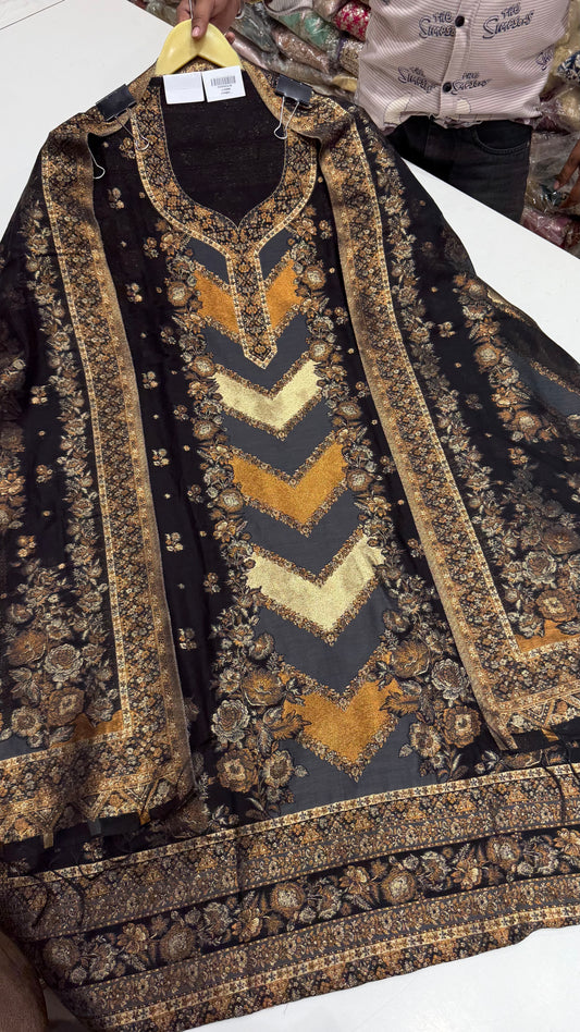 Elegant Pure Jamawar Silk Handloom Weaving Unstitched Suit