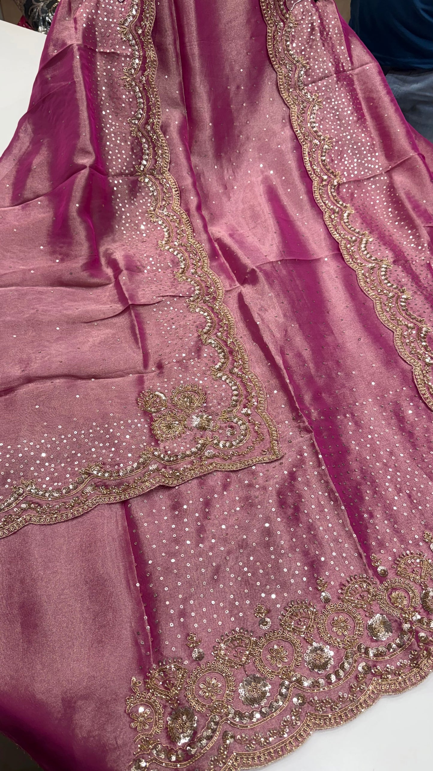 Luxury Unstitched Pure Tissue Hand Embroidered Suit with Heavy Dupatta | Premium Designer Wedding, Party & Festive Wear Dress Material