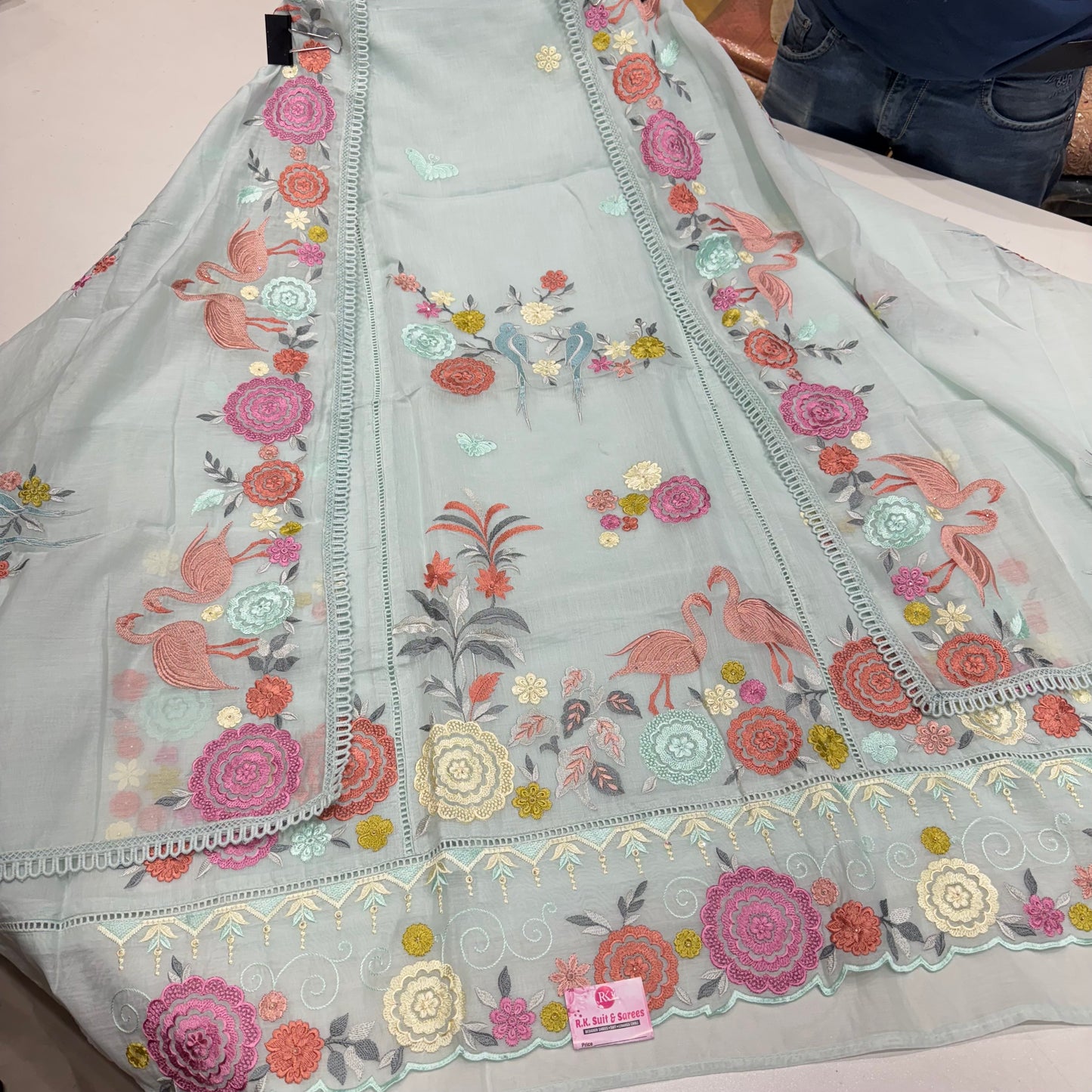 Trendy Kalamkari Embroidered Mulmul Cotton Suit with Embroidered Dupatta