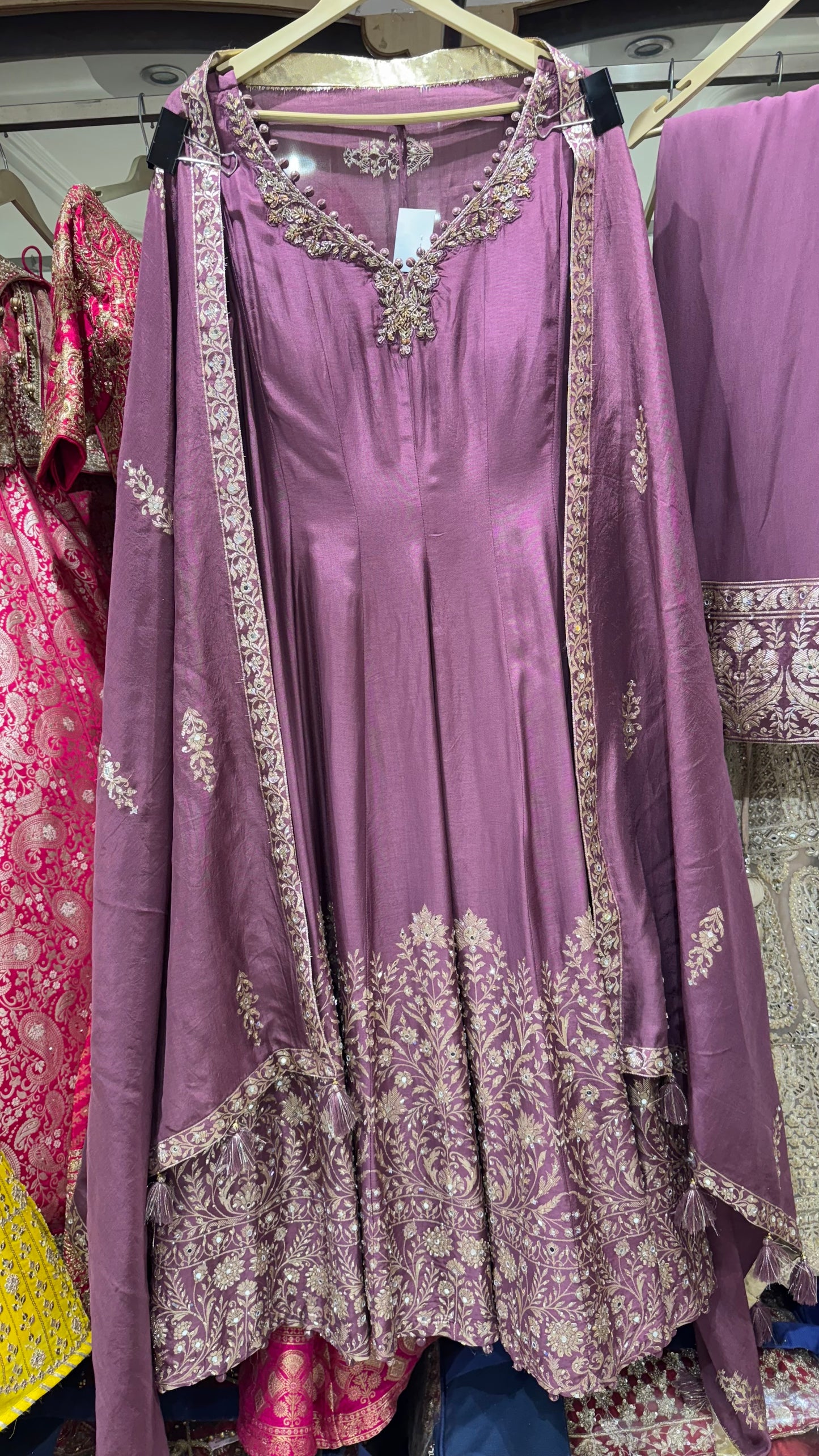 Handloom Banarsi Silk Anarkali With Sharara