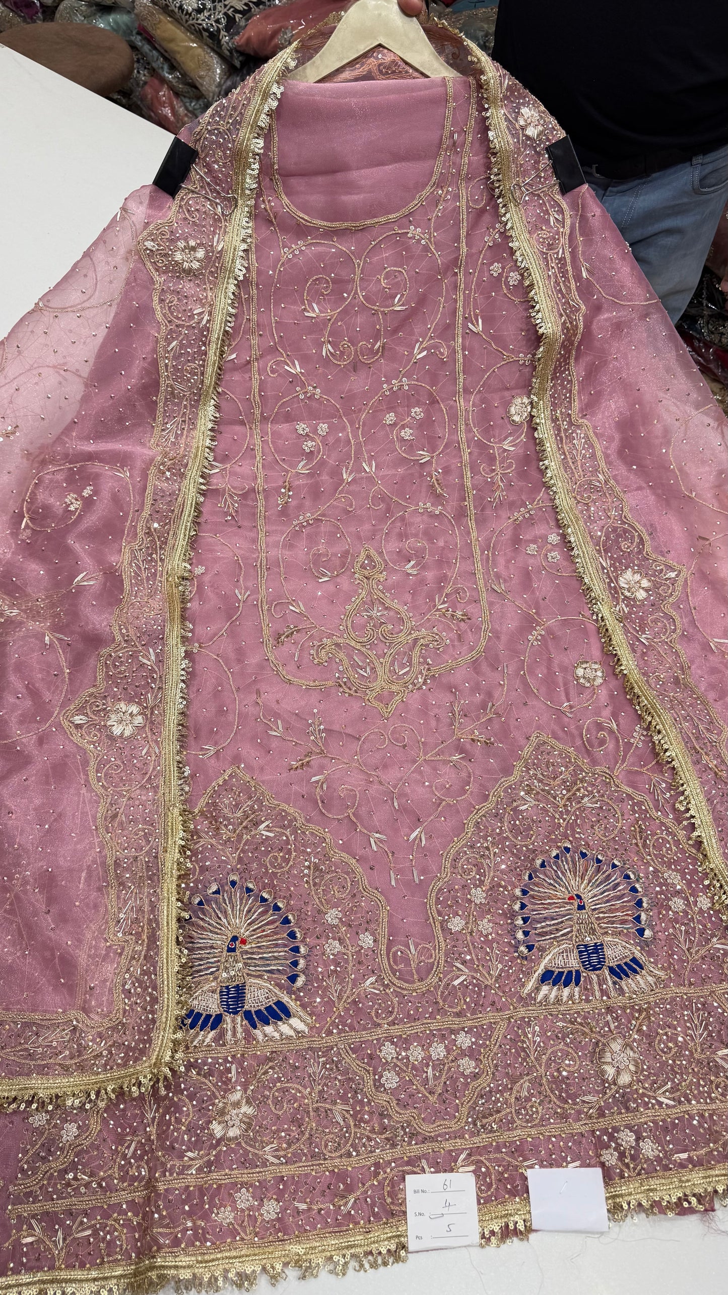 Luxury Dabka & Farrukhabadi Handwork Organza Unstitched Suit with Jaal Dupatta