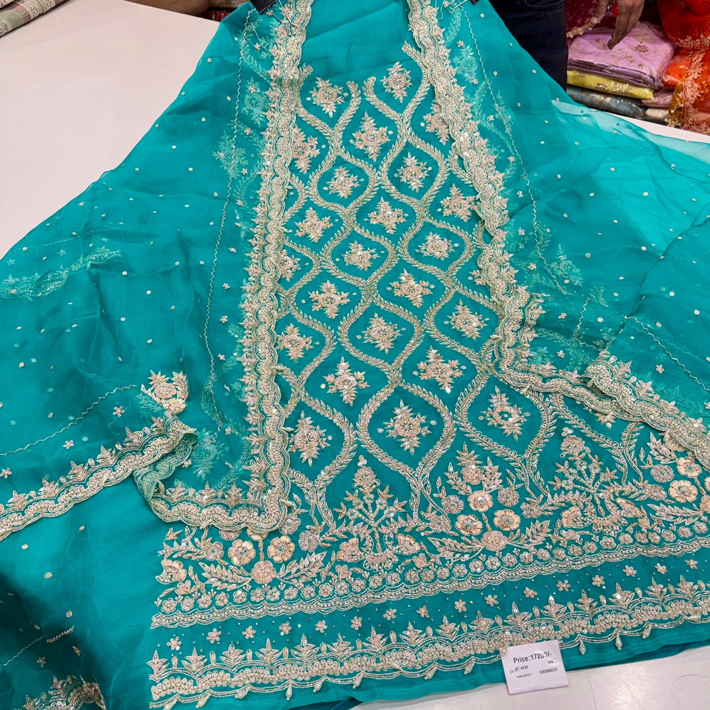 Pure Orgenza Front Zardozi handwork suit set