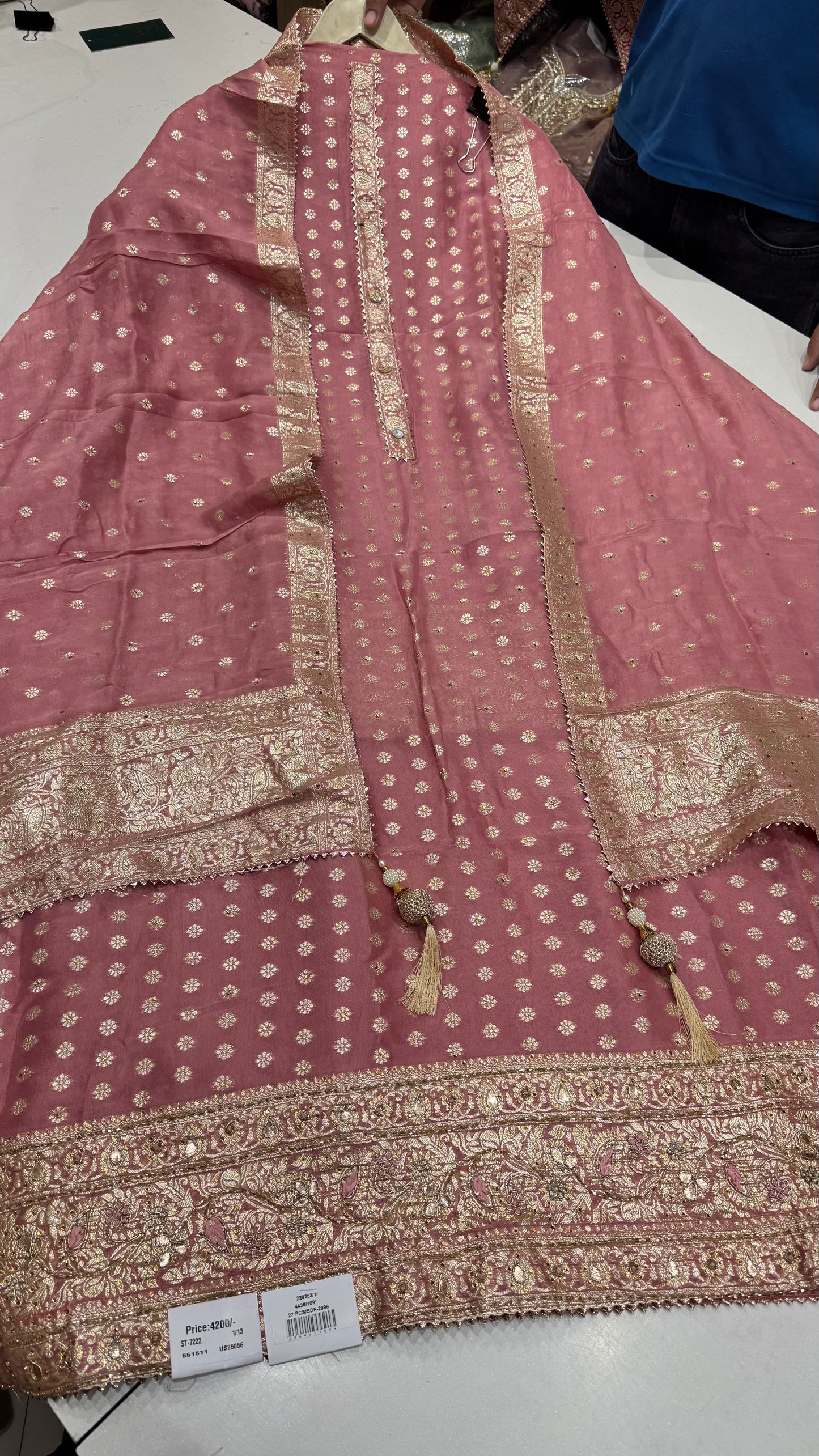 Elegant Hand-Embroidered Unstitched Mysore Georgette Suit Set
