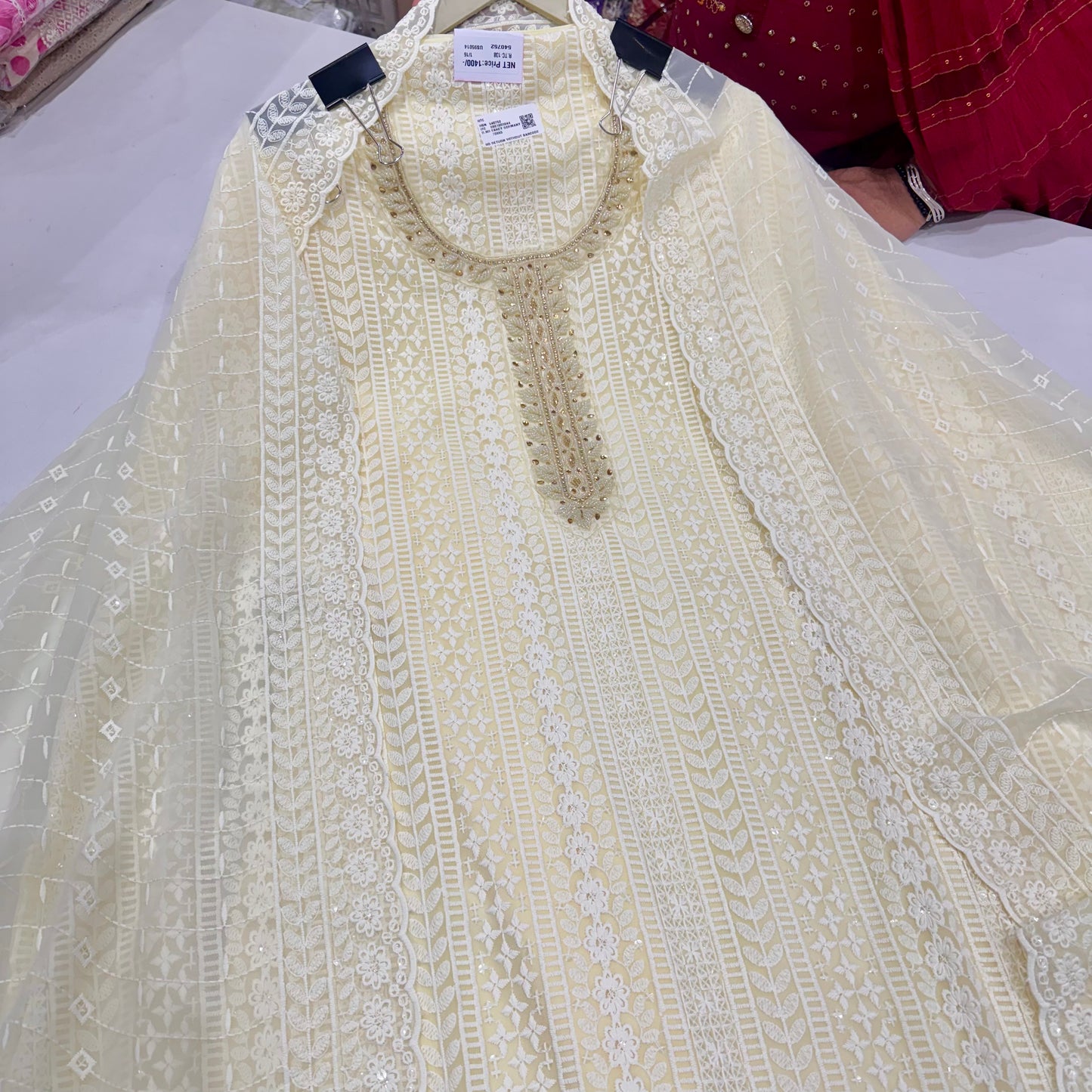 Unstitched Chikankari Georgette Suit – Pastel Collection with Soft Silk Bottom (2.5m) & Georgette Chikankari Dupatta