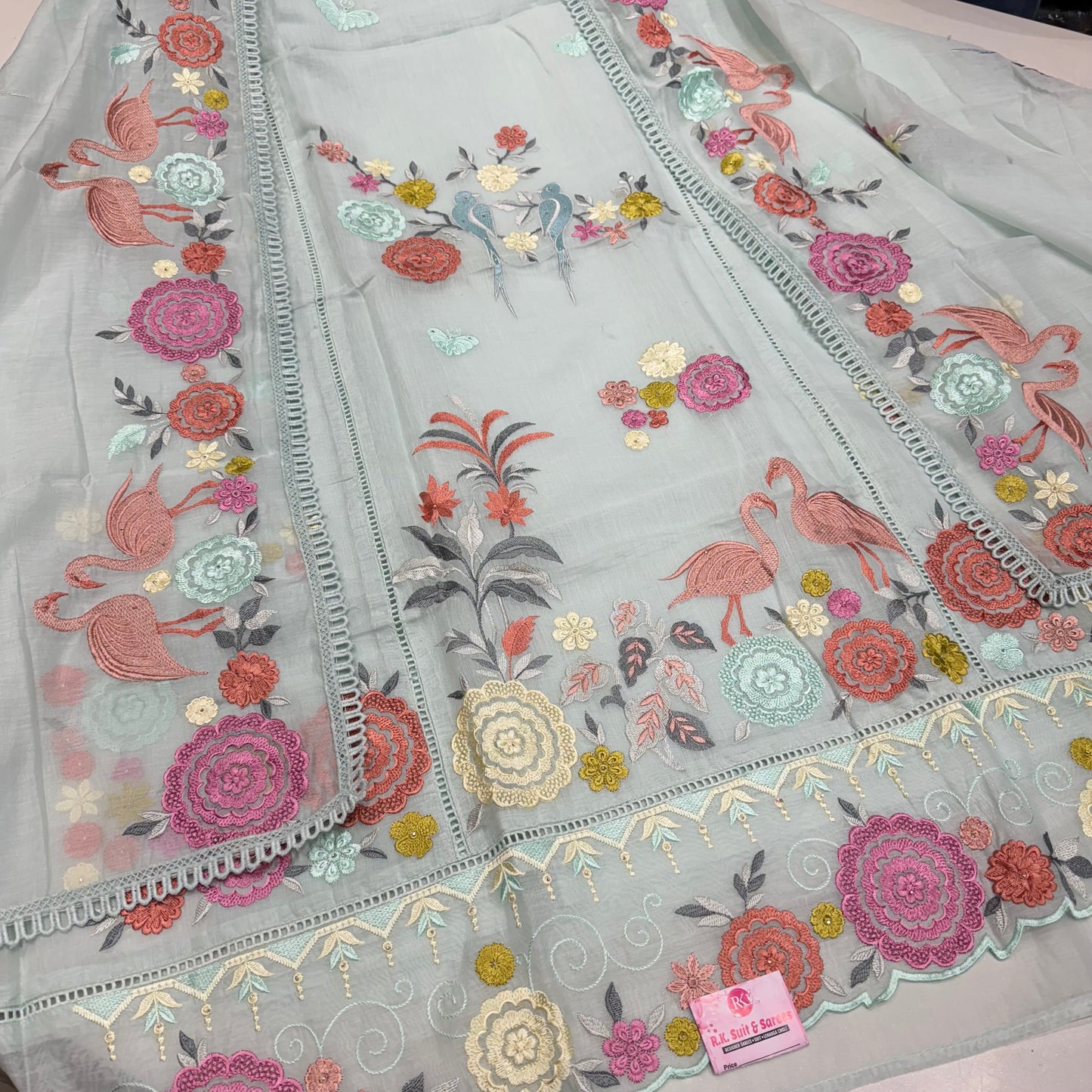 Trendy Kalamkari Embroidered Mulmul Cotton Suit with Embroidered Dupatta