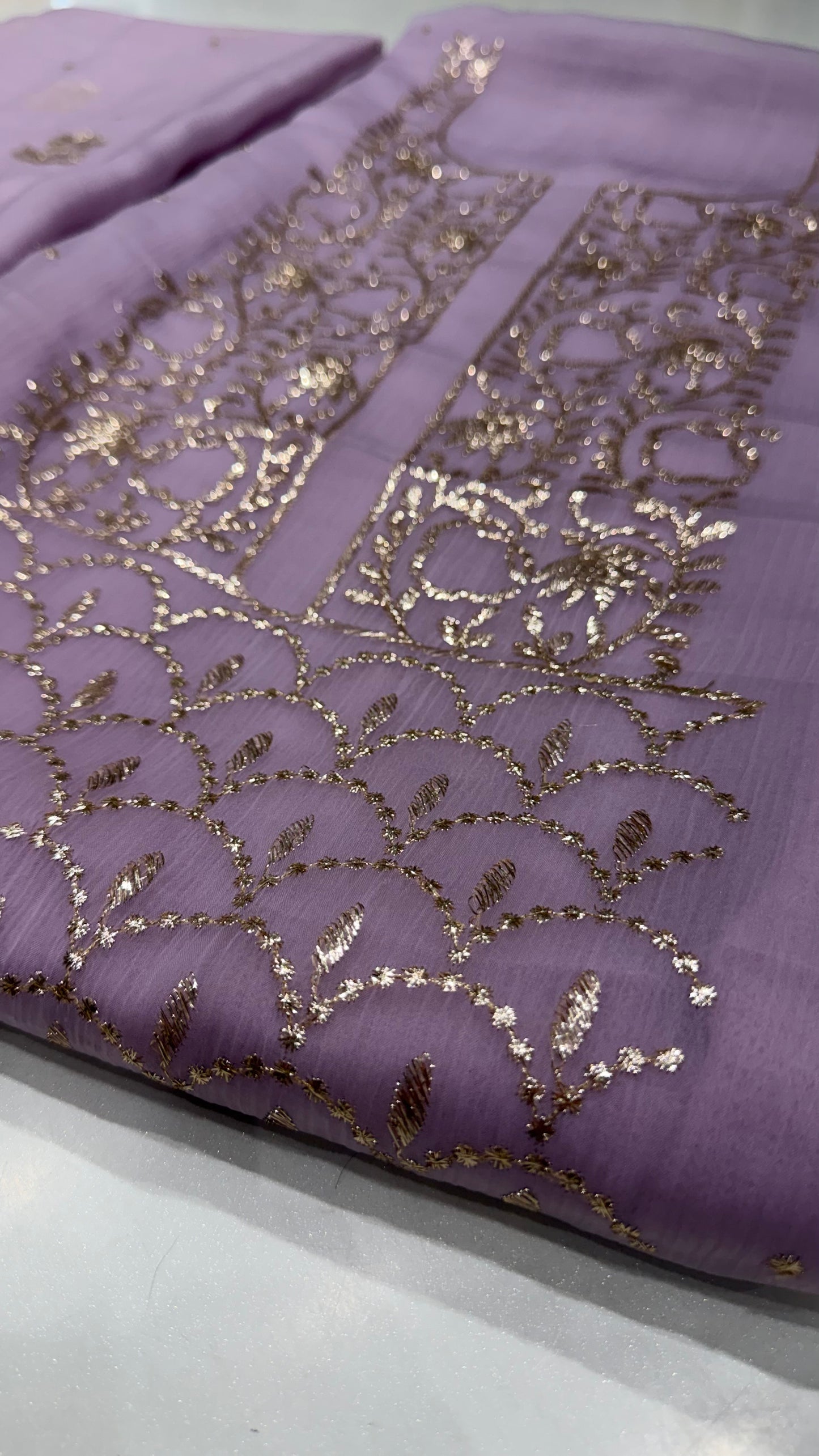 Luxury Unstitched Pure Crush Organza Suit with Hand Embroidered Peeta Work | Premium Designer Party Wear & Wedding Dress Material