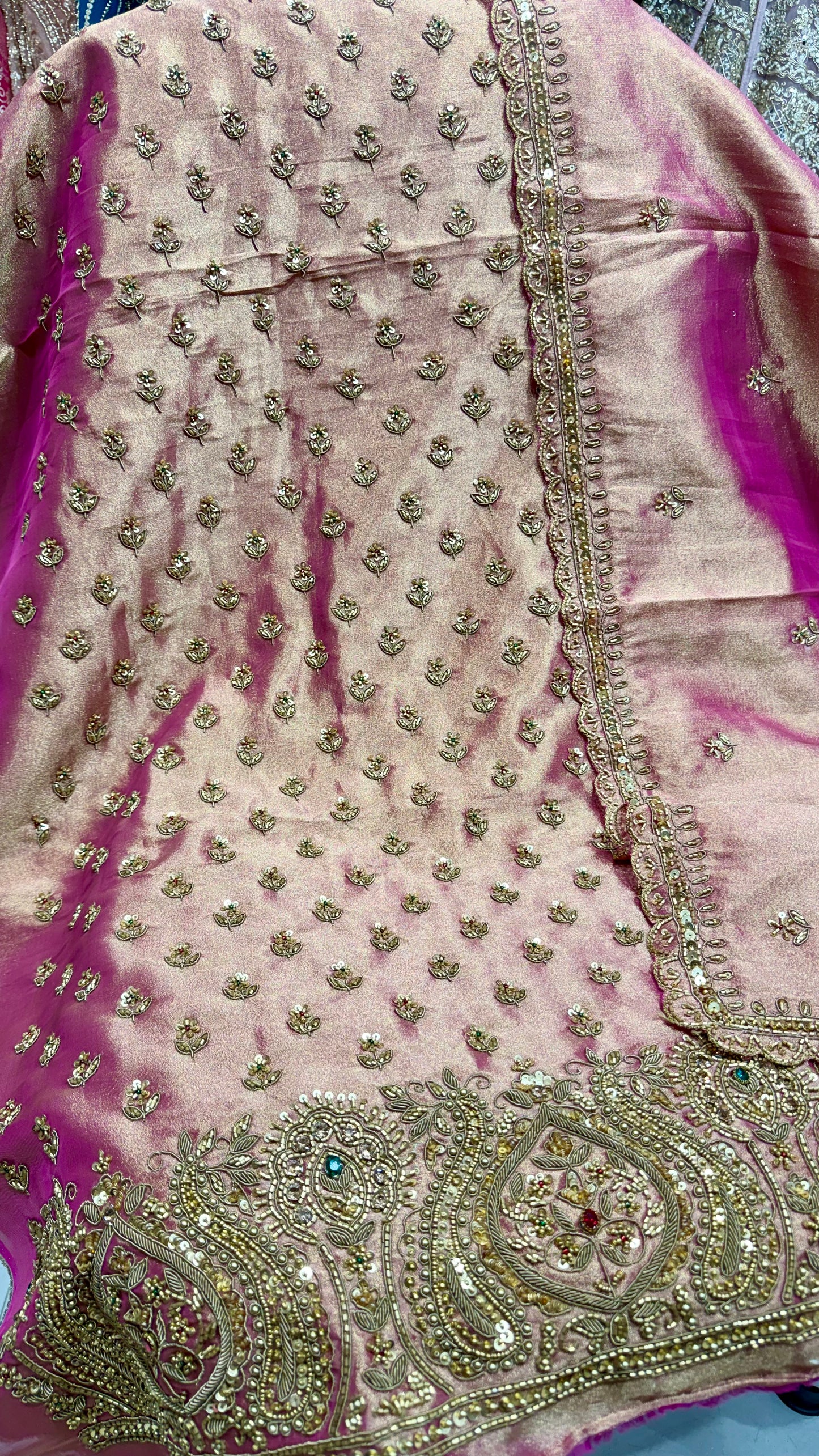 ✨ Regal Pure Tissue Oxidized Zardozi Handworked Unstitched Suit Set