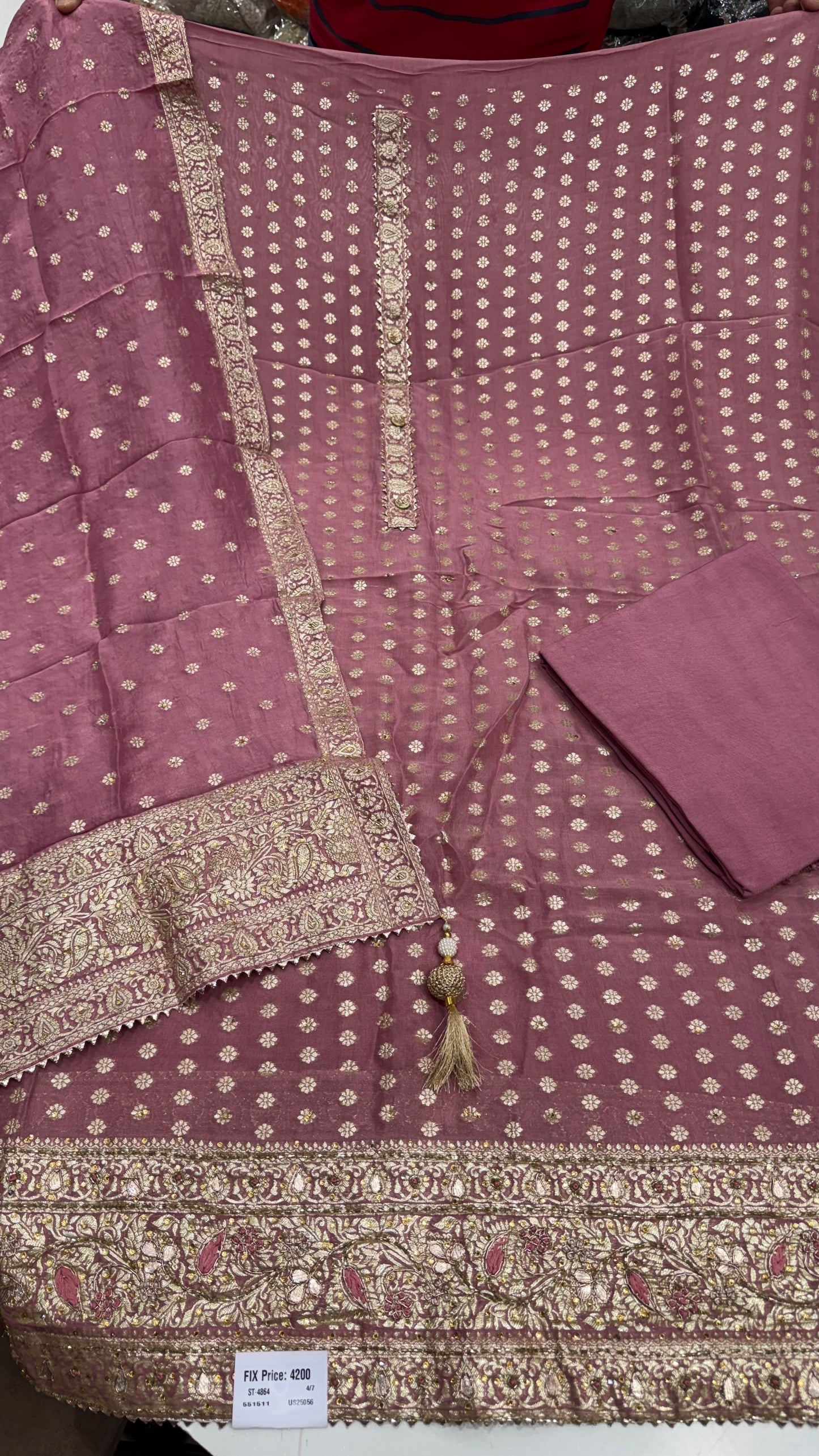 Luxury Unstitched Pure Mysore Georgette Suit with Handloom Zari Weaving & Hand Embroidery | Premium Designer Wedding & Festive Wear Dress Material