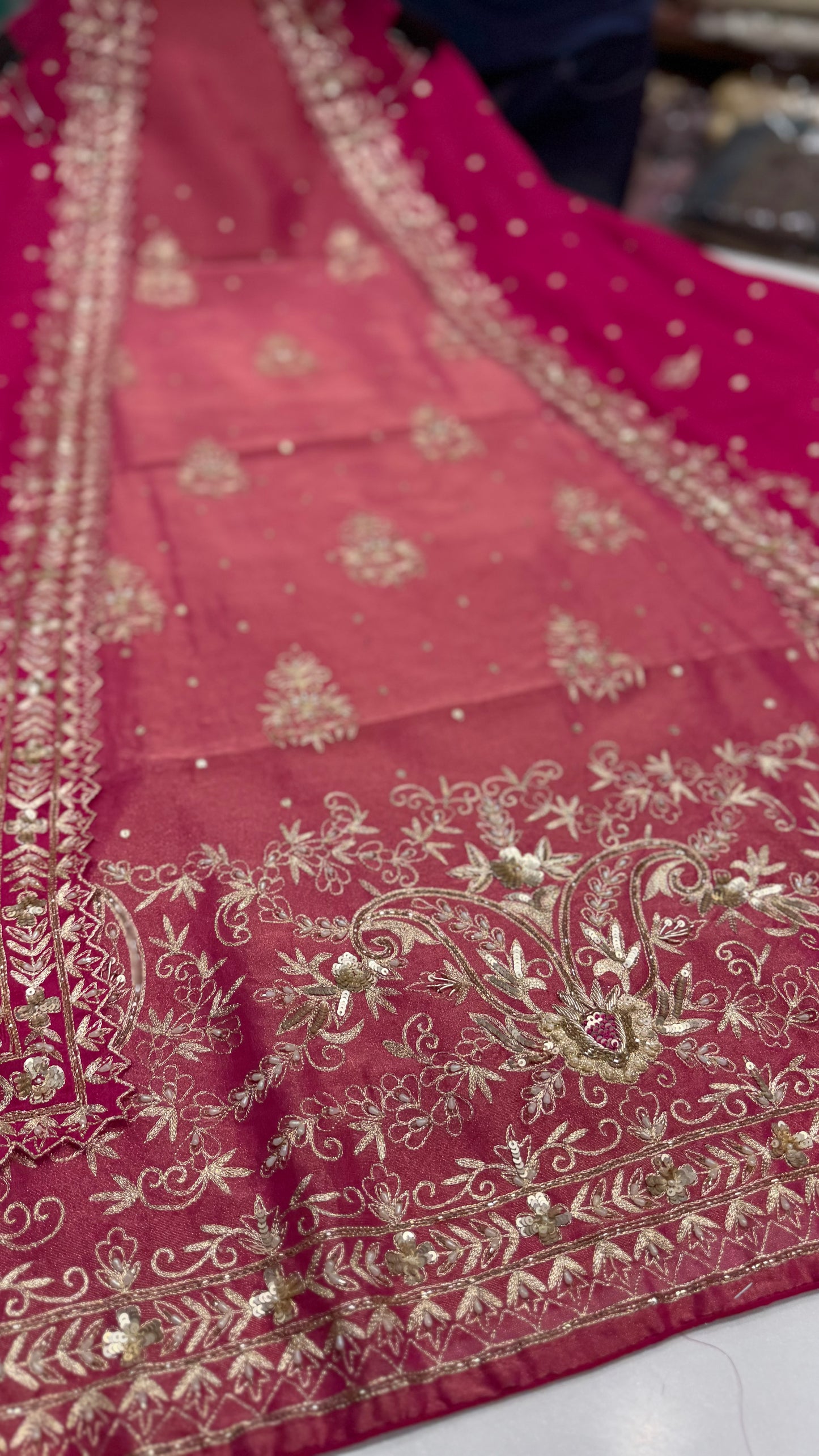 Shimmer handwork fourside border dupatta suit set