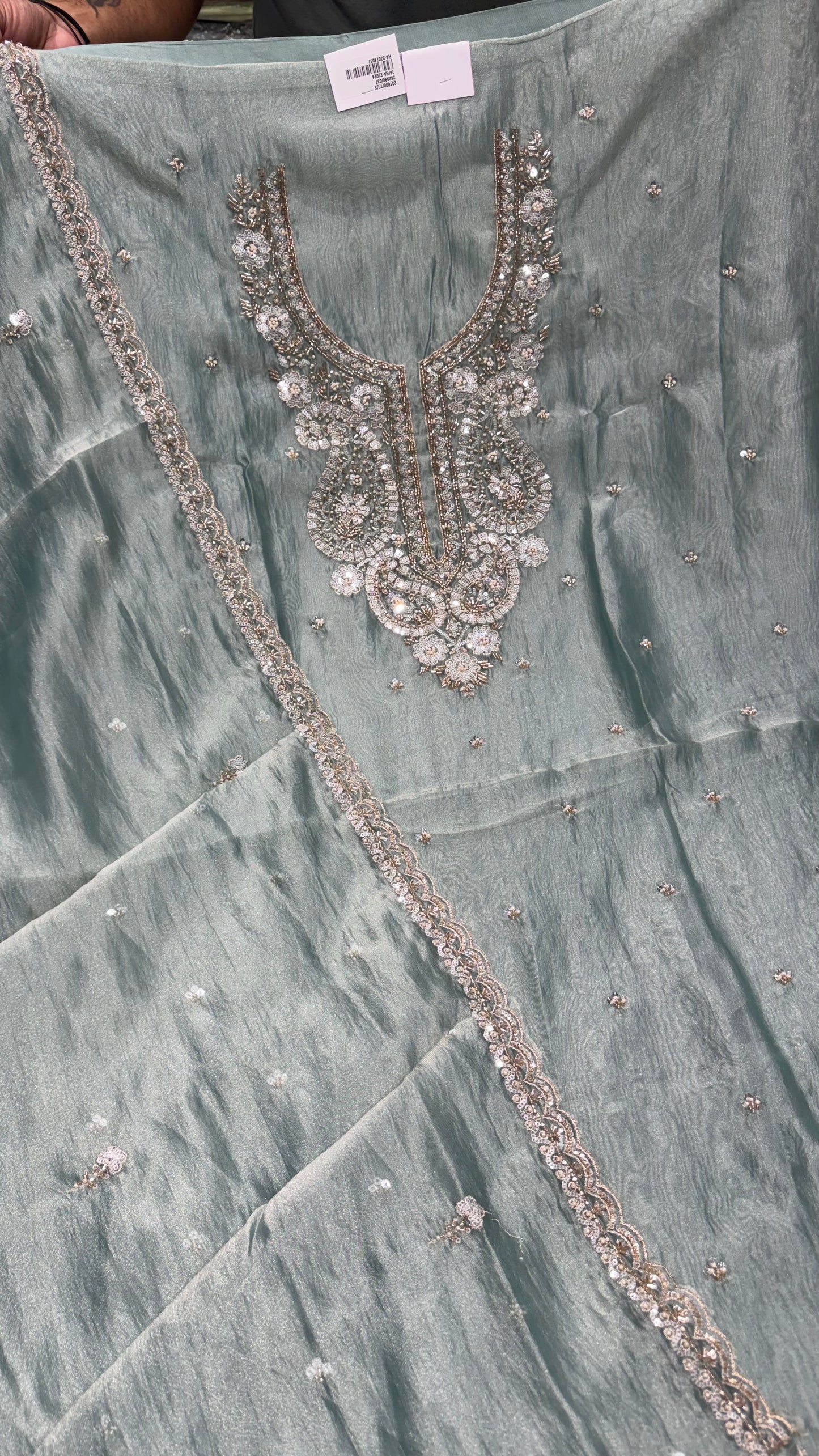 Premium Unstitched Pure Crush Organza Embroidered Suit with Designer Dupatta | Nakshi & Beads Handwork | Luxury Party Wear