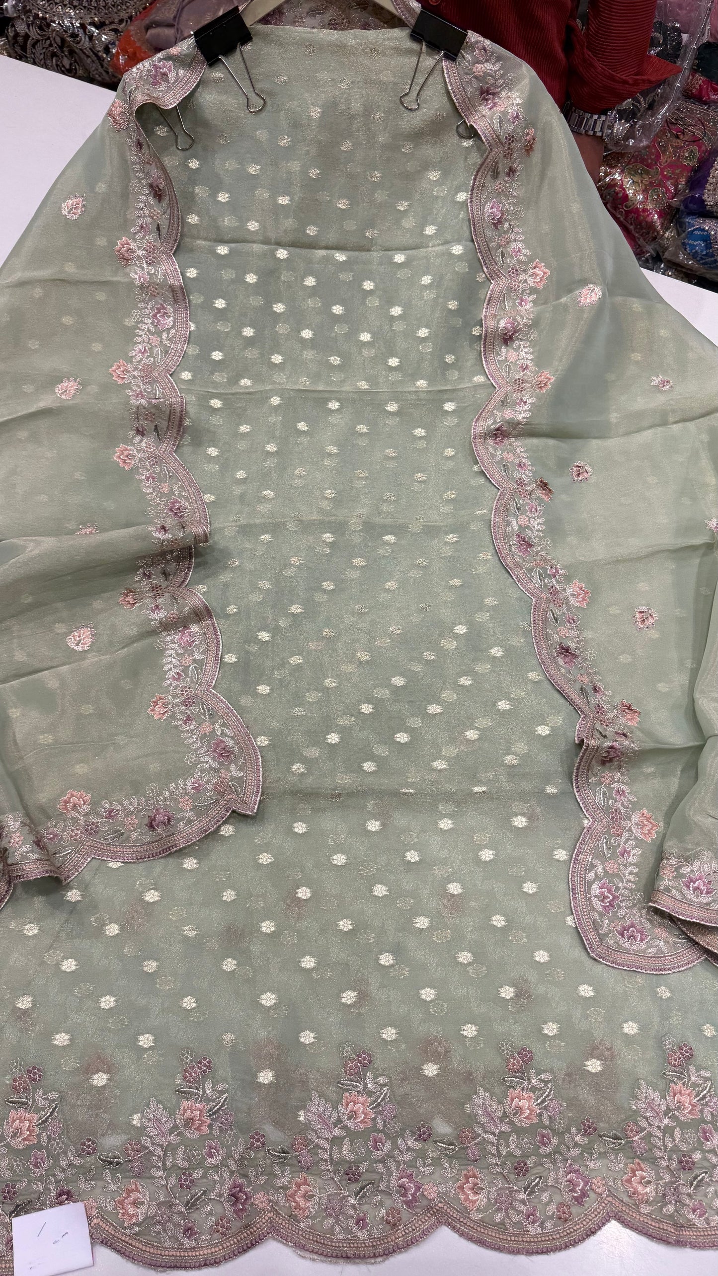 ✨ Pastel Grace Handloom Tissue Unstitched Suit Set