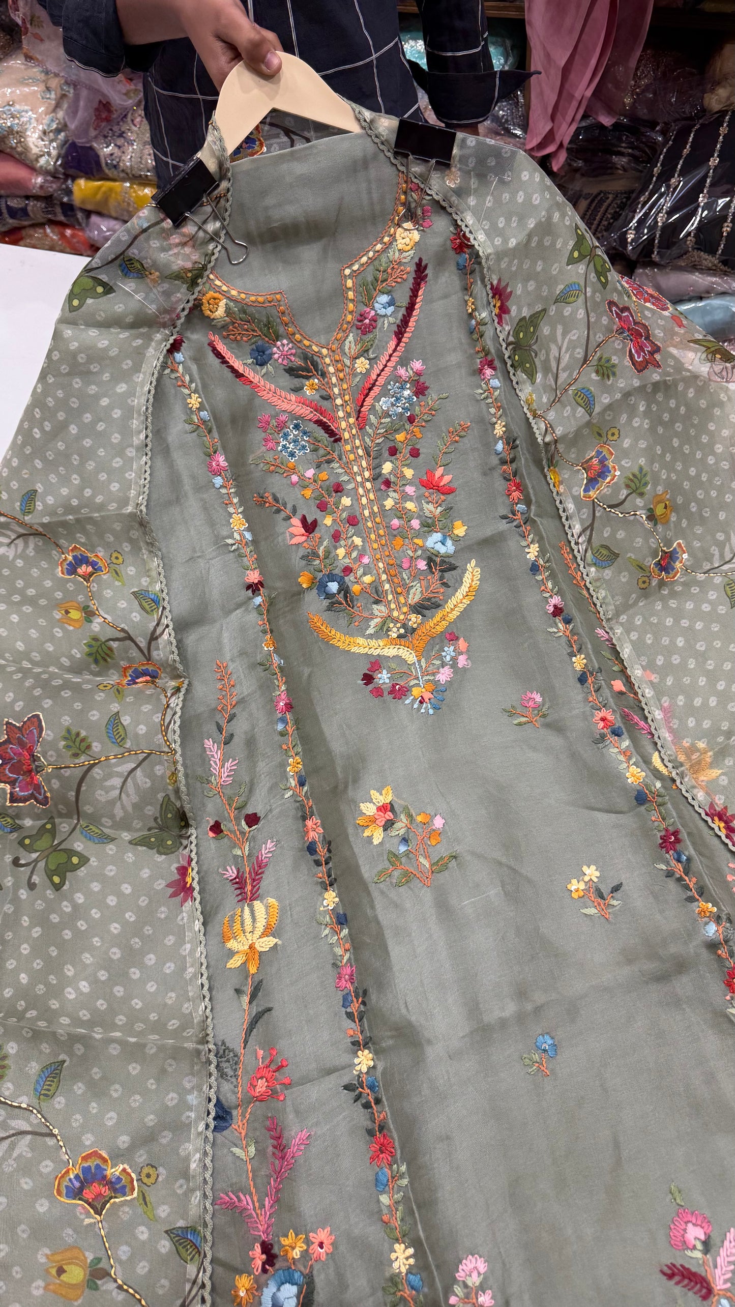 ✨ Gulnaar Luxury Organza Unstitched Suit Set
