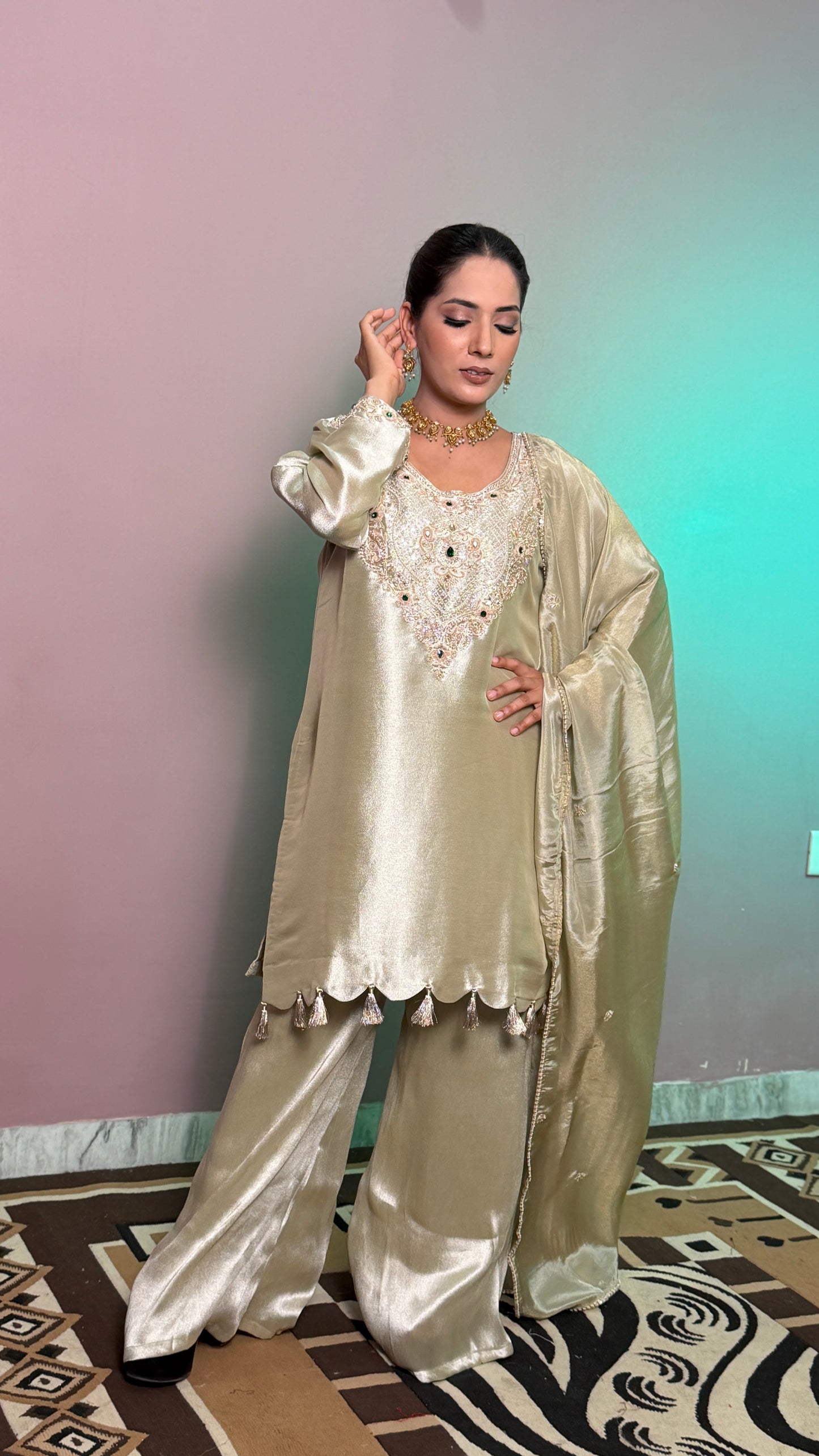 ✨Luxury Shimmer Silk Pants Suit