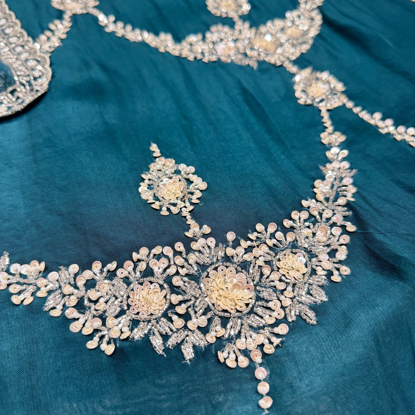 Luxury Hand-Embroidered Organza Suit with Designer Dupatta & 2.5m Silk Bottom