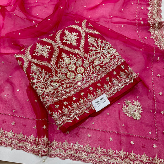 Pure Orgenza Front Zardozi handwork suit set