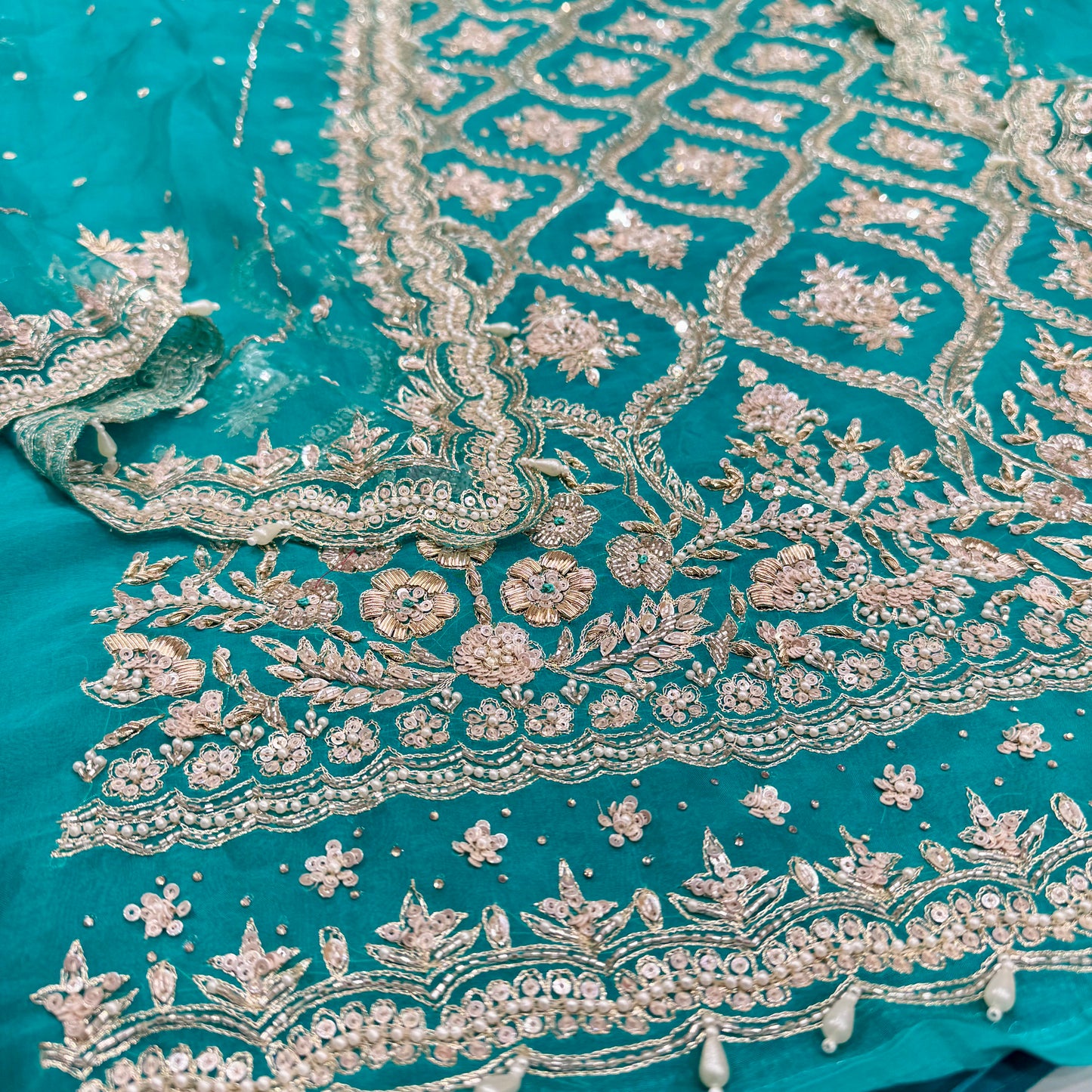 Pure Orgenza Front Zardozi handwork suit set