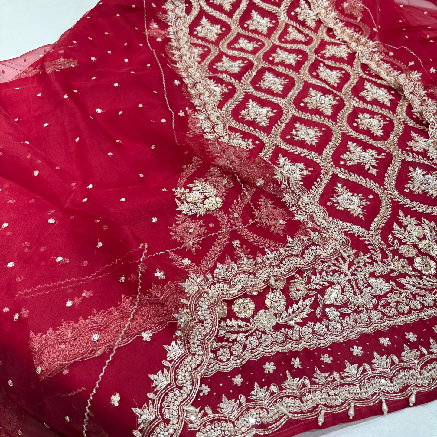 Pure Orgenza Front Zardozi handwork suit set