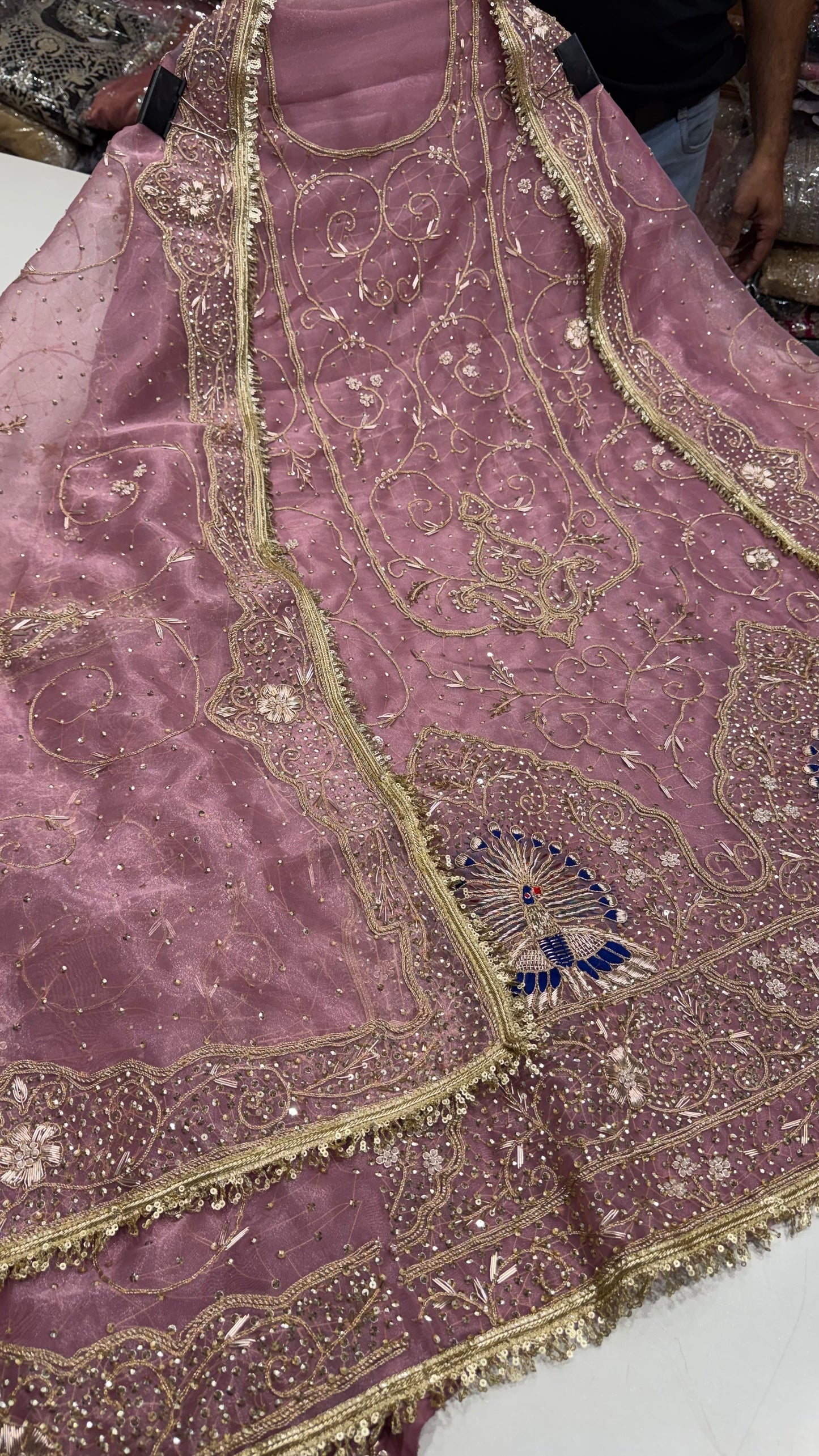 Luxury Dabka & Farrukhabadi Handwork Organza Unstitched Suit with Jaal Dupatta