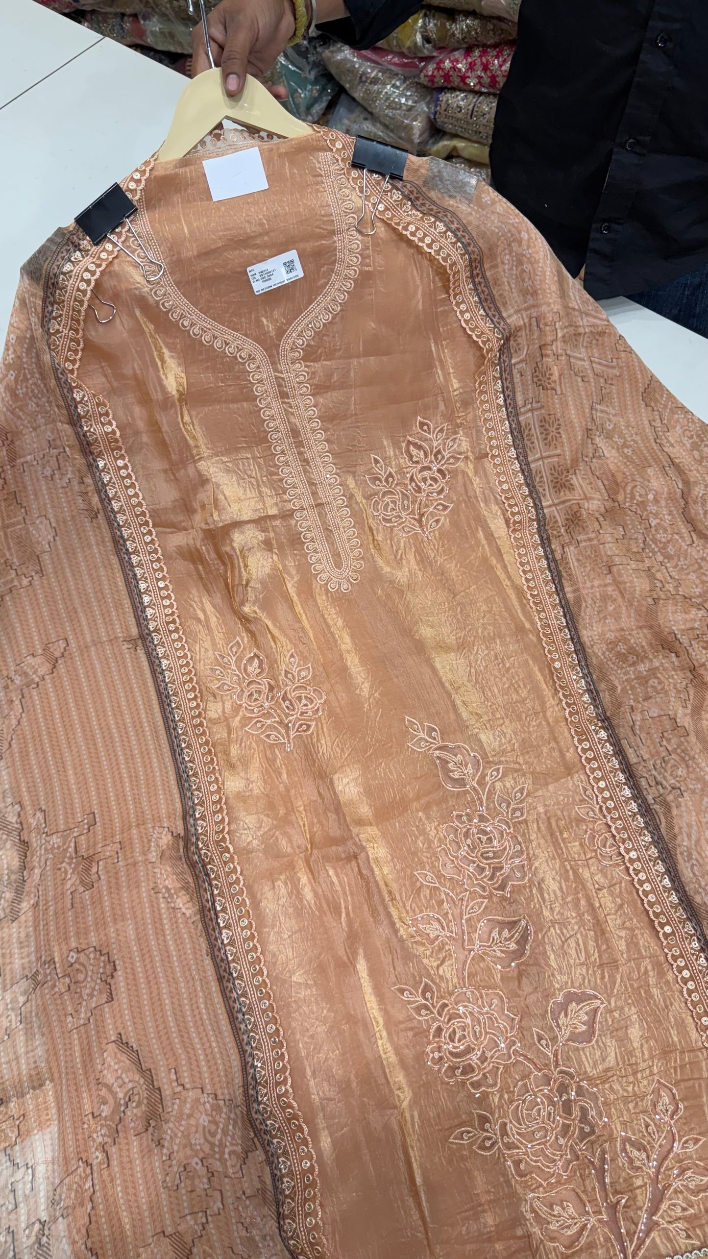 Luxurious Paper Silk & Chiffon Handwork Suit Set