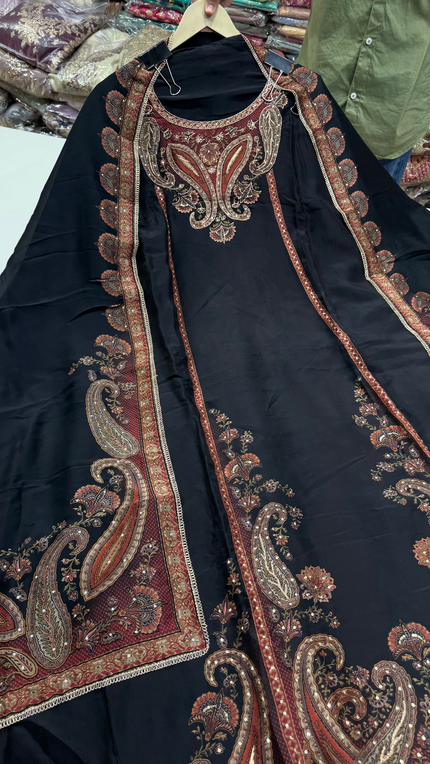 Sabyasachi Inspired A-Line Premium Unstitched Pure Glass Organza Silk Suit with Designer Dupatta | Zari Aari Embroidery | Luxury Wedding Wear