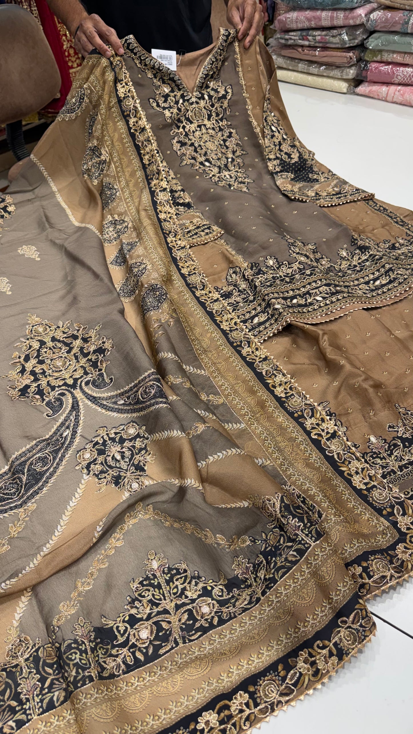 Premium Readymade Pure Organza Silk Farshi Salwar Suit with Hand Embroidered Zari Work & Chinon Dupatta | Free Size Up to 42 Bust
