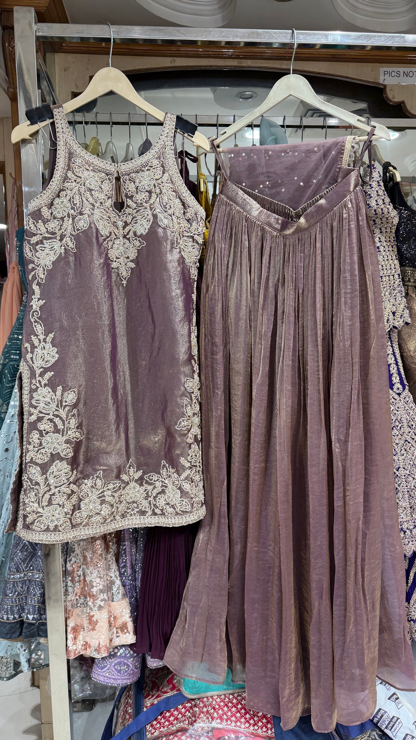 Readymade Glass orgenza designer zari work sharara suit