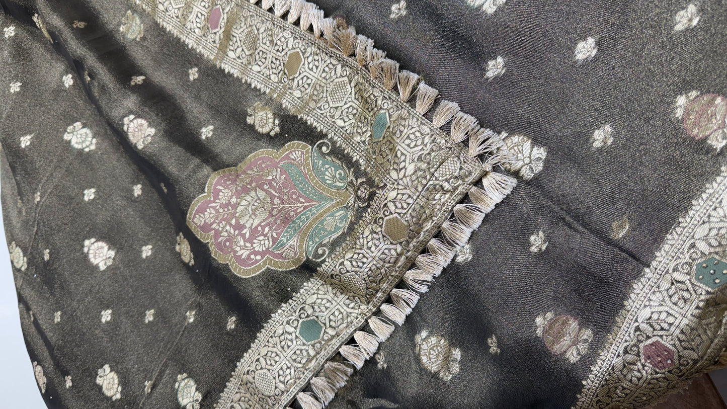 Luxury Banarasi Tissue Unstitched Suit with Gotta Patti Embroidery | Designer Tissue Dress Material with Banarasi Woven Dupatta & Opada Silk Bottom