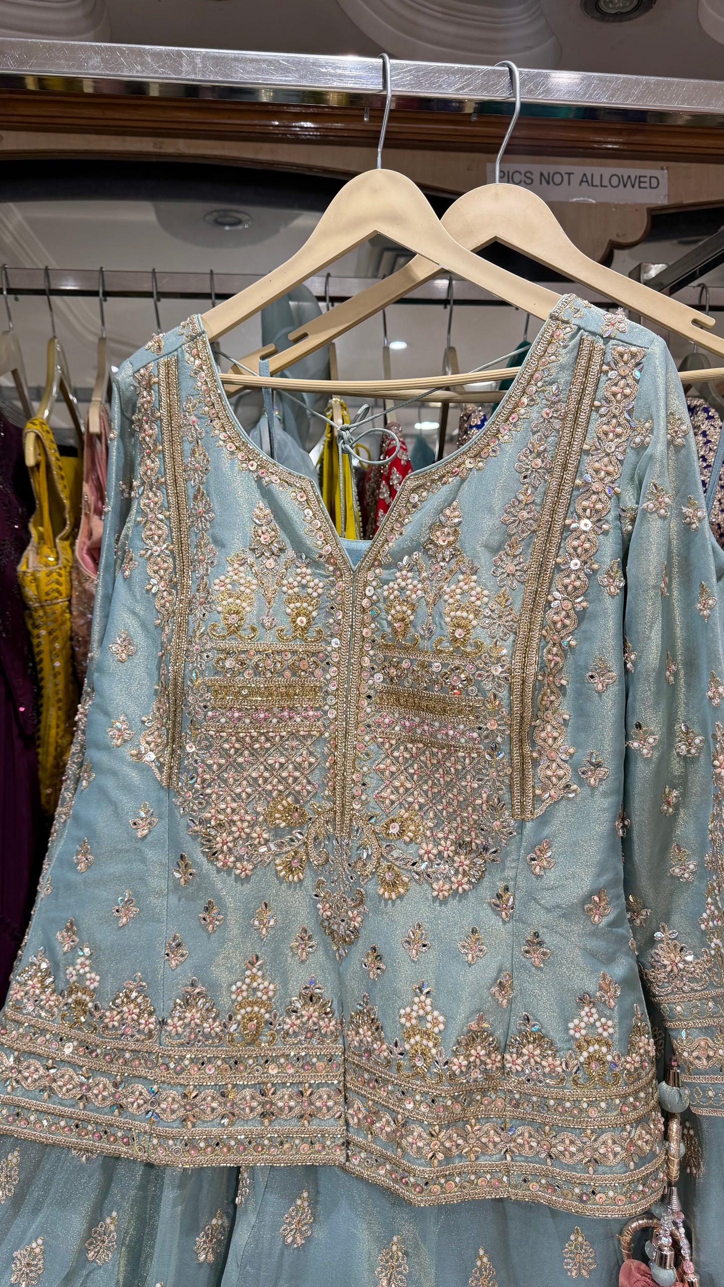 Pure Tissue Handwork Lehenga kurti