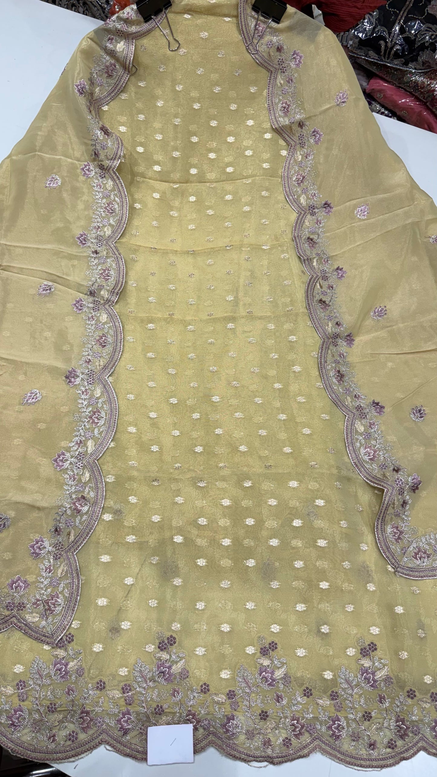 ✨ Pastel Grace Handloom Tissue Unstitched Suit Set