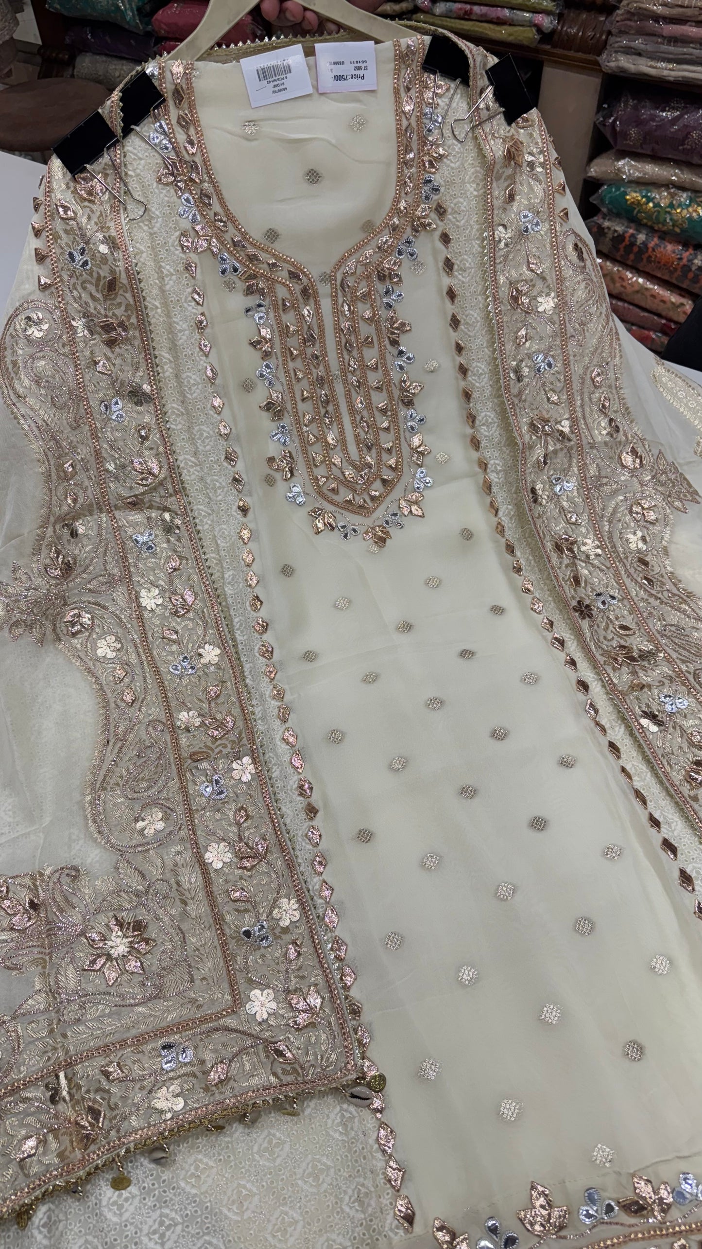 Designer Gotta patti Orgenza Suit set with heavy dupatta