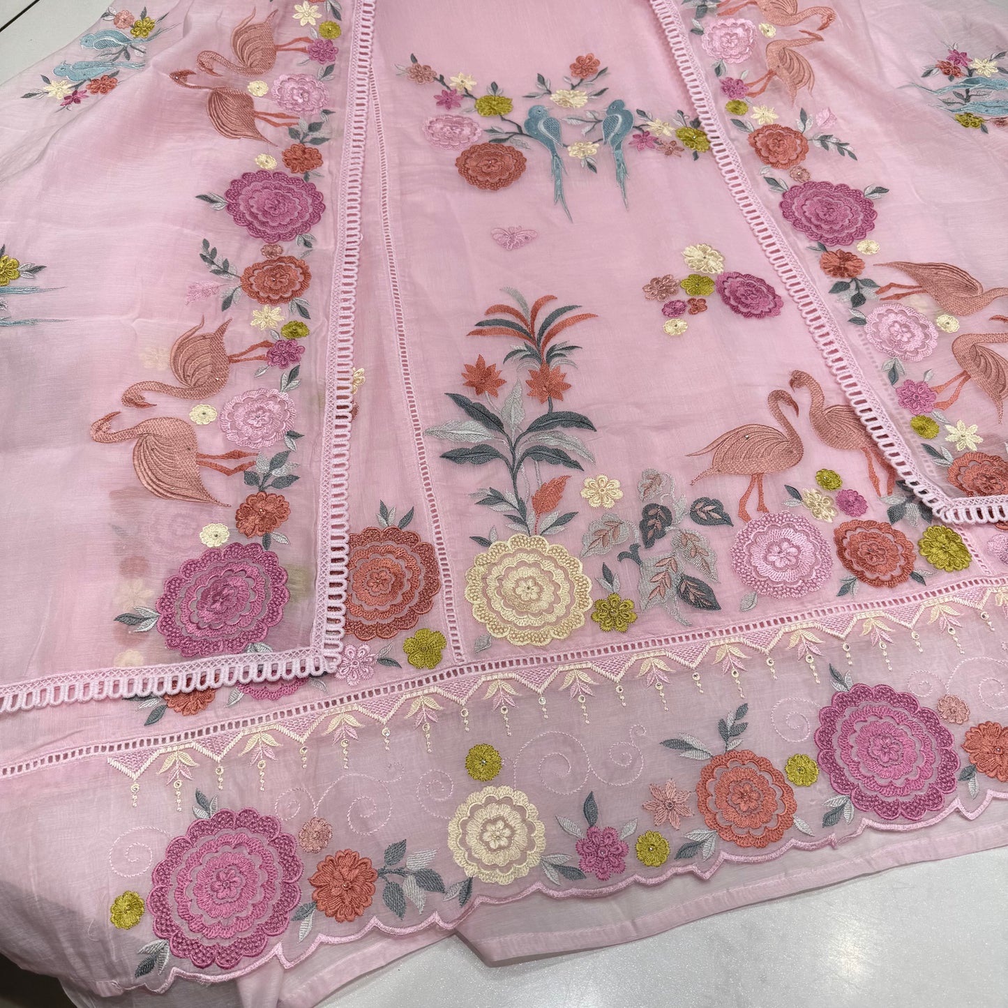 Trendy Kalamkari Embroidered Mulmul Cotton Suit with Embroidered Dupatta