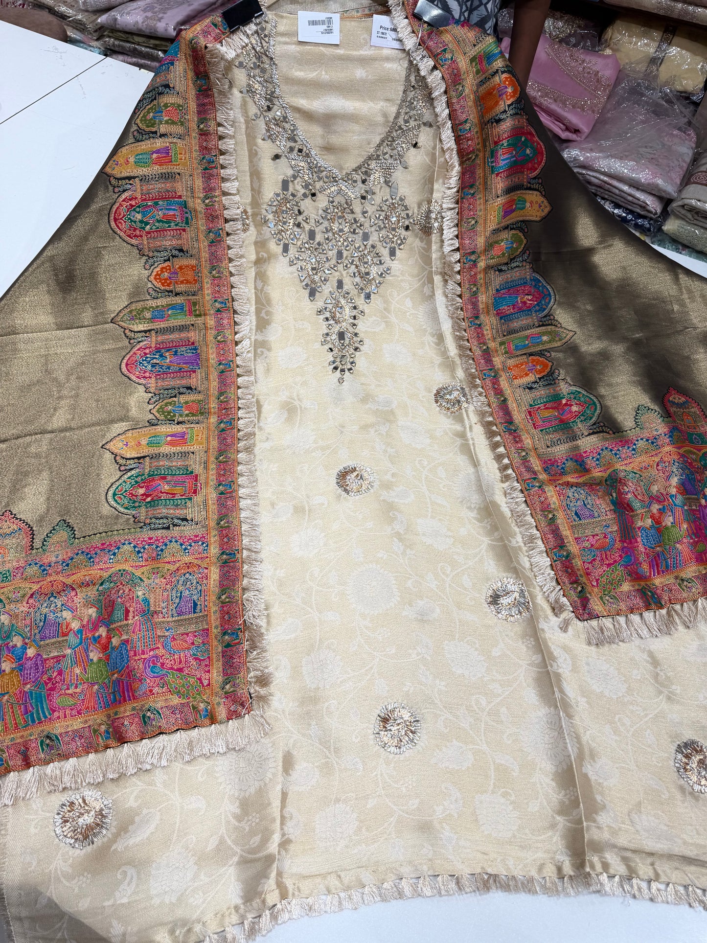 ✨ Royal Heritage Handloom Tissue Unstitched Suit Set