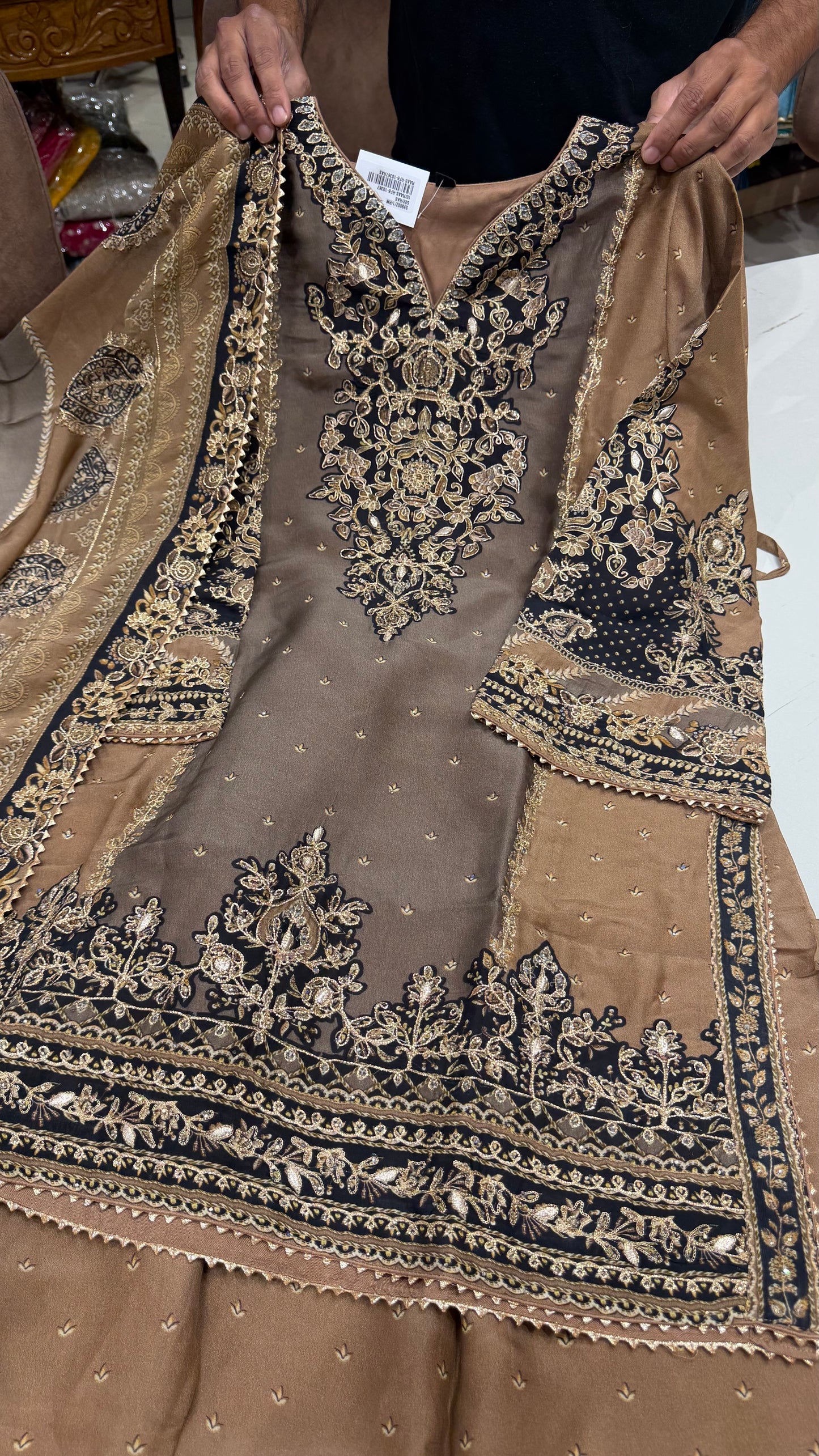 Premium Readymade Pure Organza Silk Farshi Salwar Suit with Hand Embroidered Zari Work & Chinon Dupatta | Free Size Up to 42 Bust