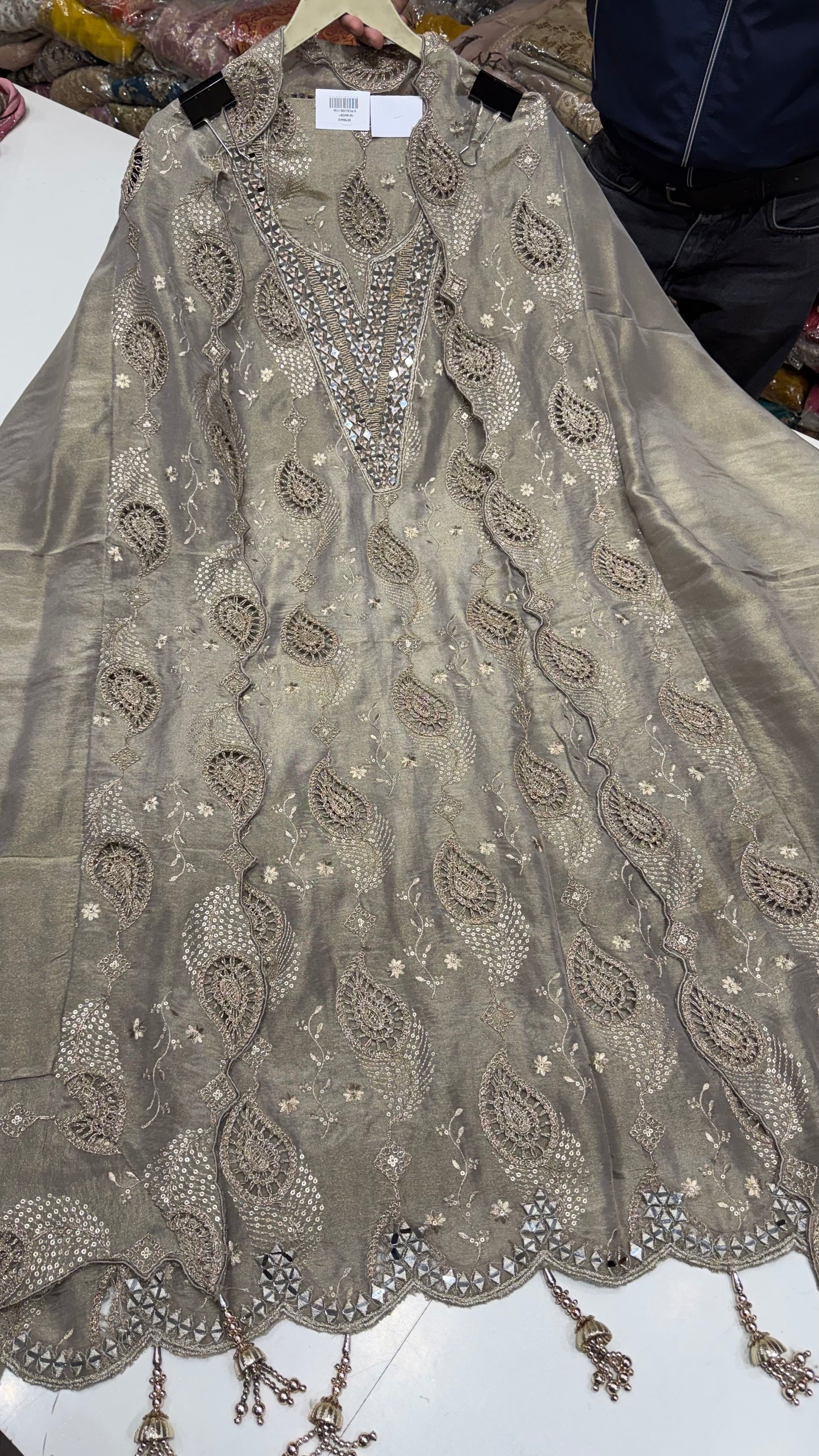 Shimmer Tissue Handwork Unstitched Suit Set