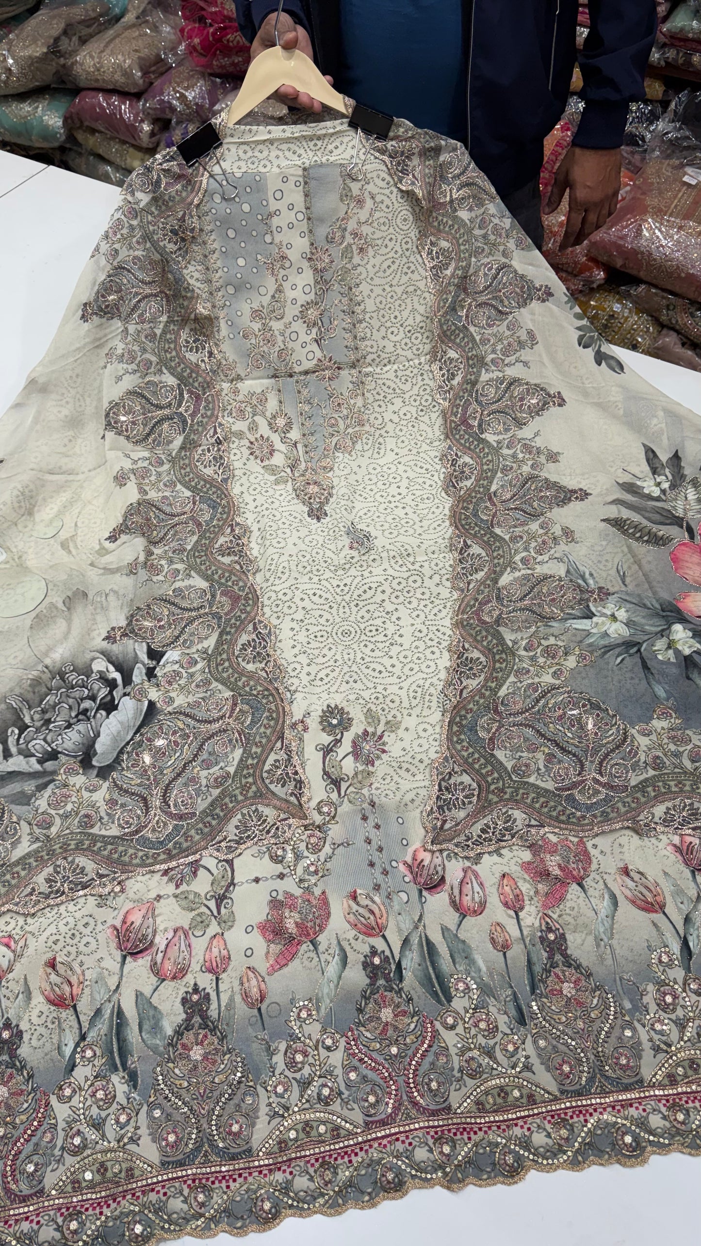 Sabyasachi Inspired Pure Crepe Digital Print Unstitched Suit Set