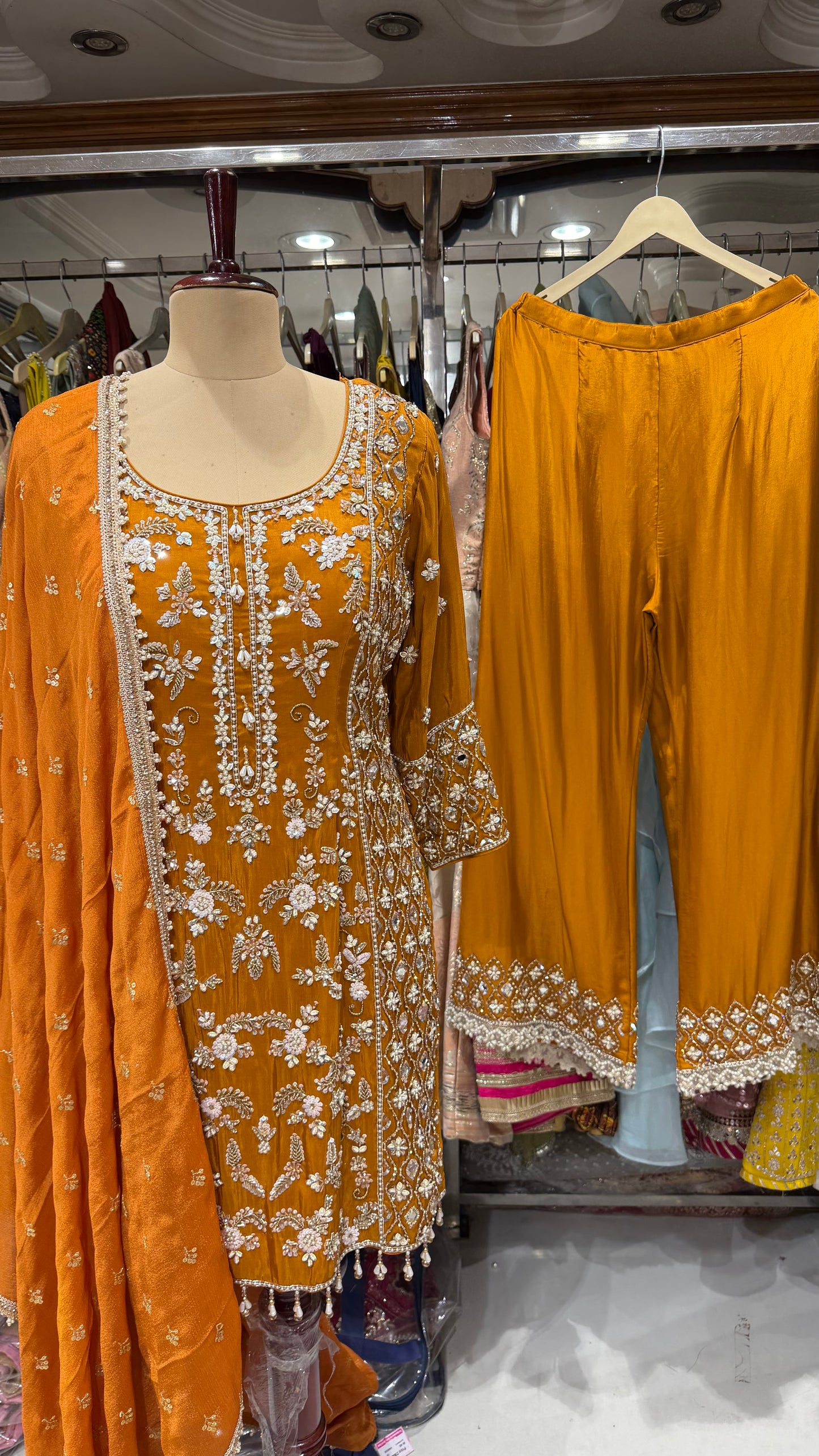 Readymade Pure Silk Zardozi Embroidered Pant Suit – Free Size (Up to 42” Bust)