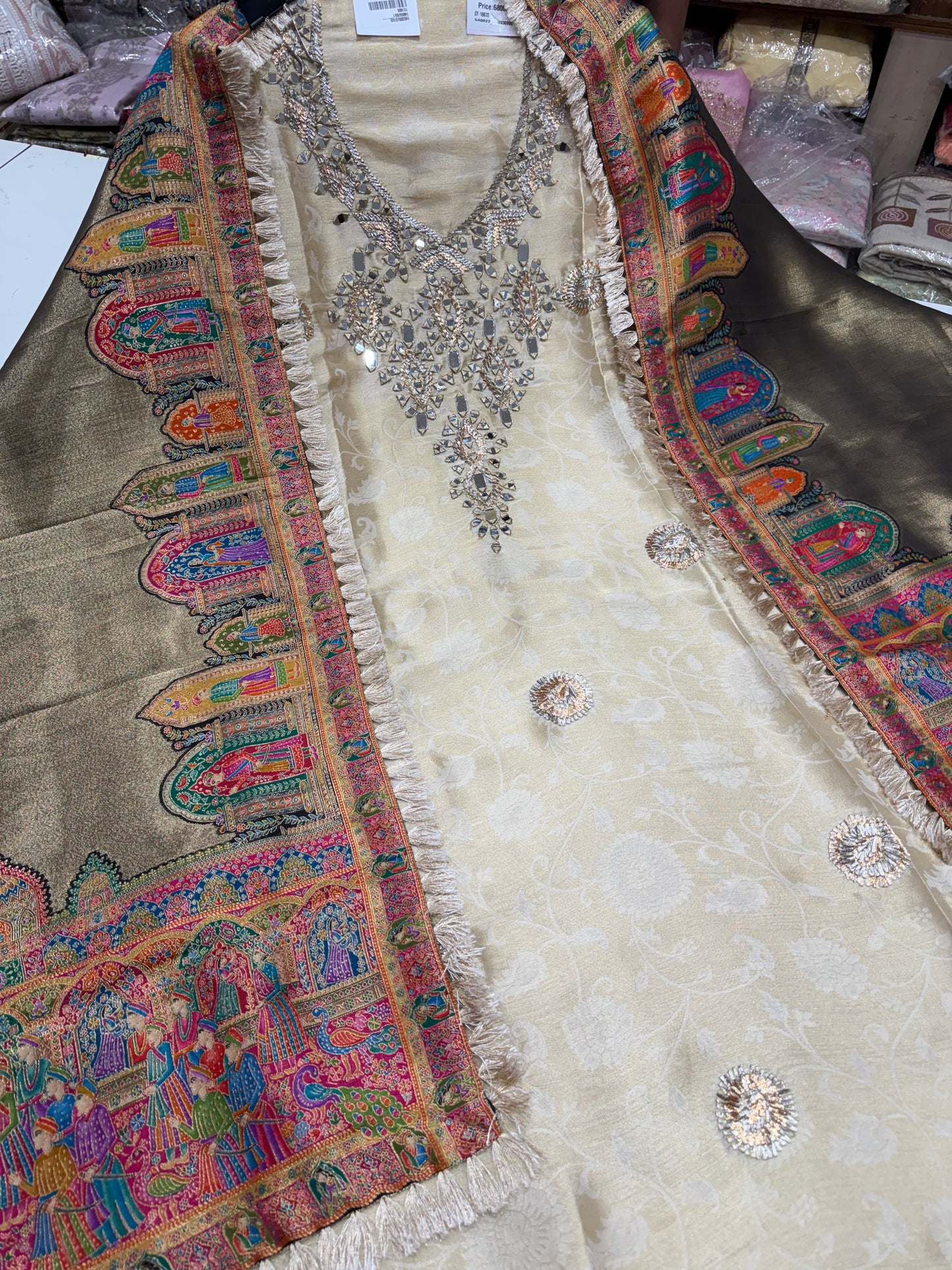 ✨ Royal Heritage Handloom Tissue Unstitched Suit Set