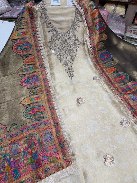 ✨ Royal Heritage Handloom Tissue Unstitched Suit Set