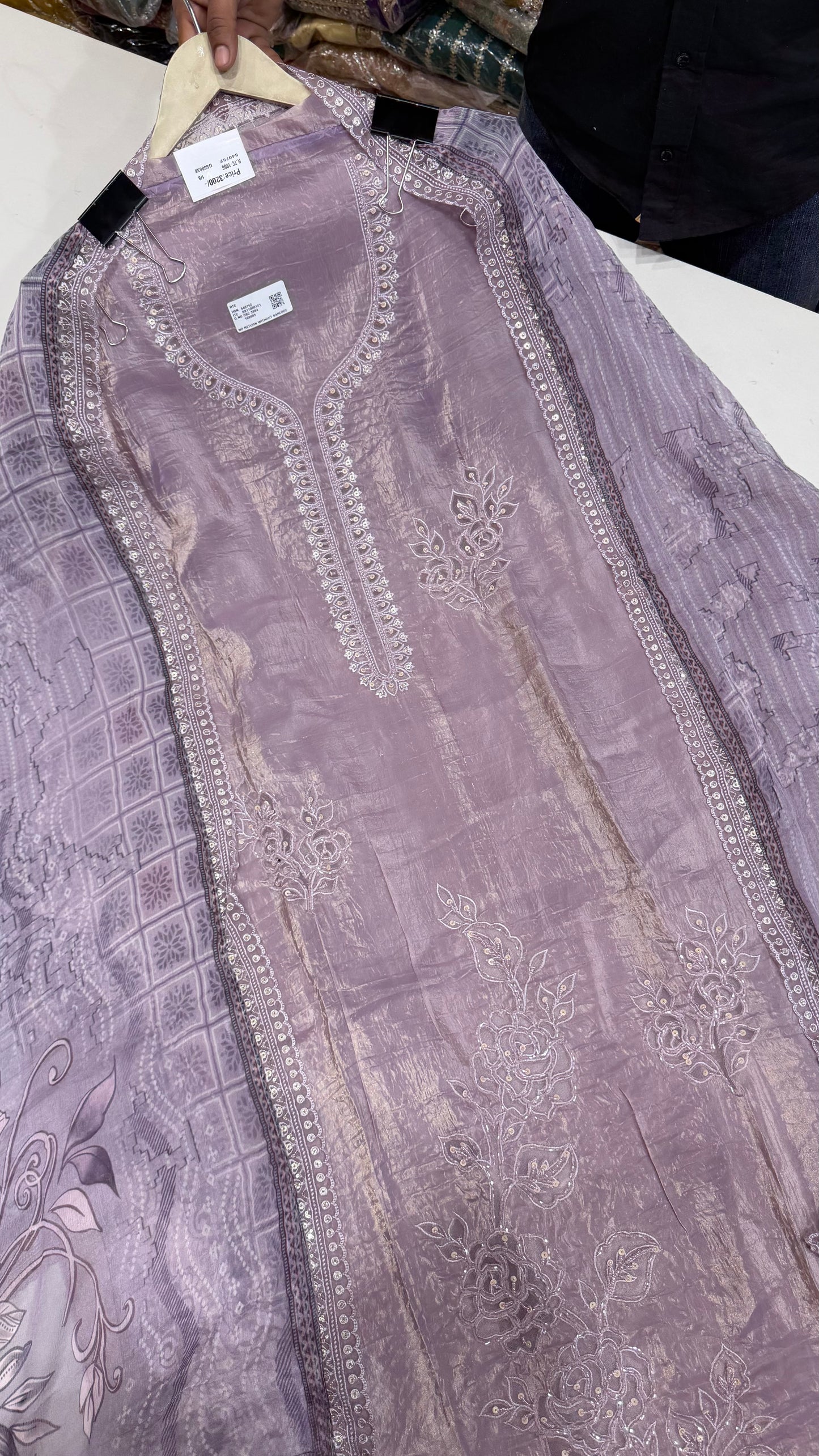 Luxurious Paper Silk & Chiffon Handwork Suit Set