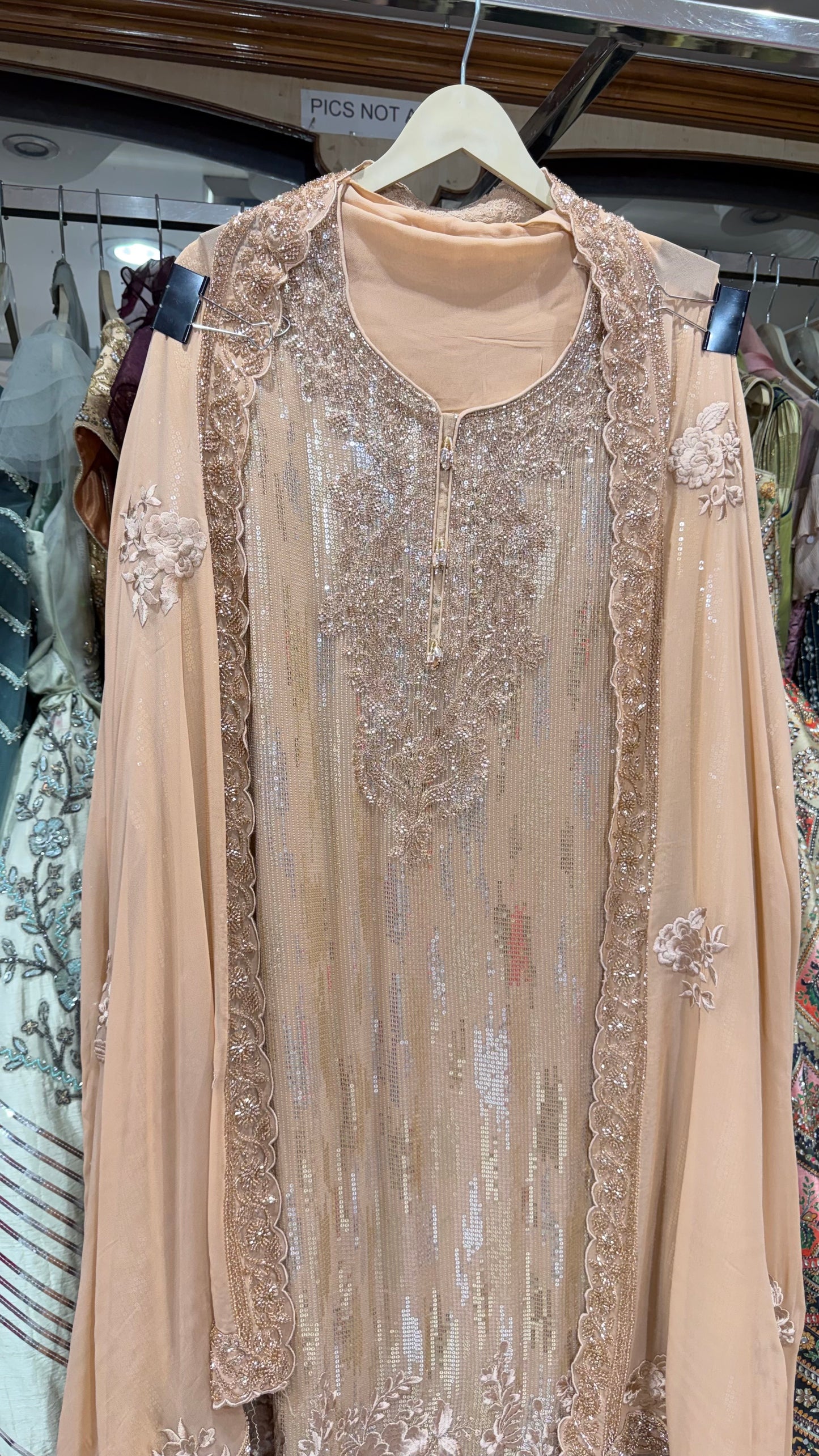 Luxury Unstitched Pure Georgette Handwork Suit with Resham, Sequin & Beads Embroidery | Designer Party Wear Pakistani Style Suit Set